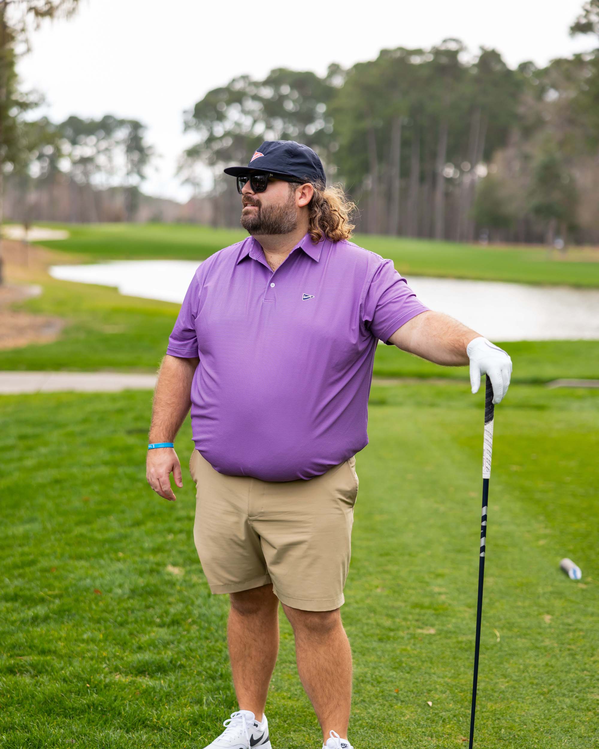 The Violet Stripe Polo | Breezy Golf | Performance Golf Apparel