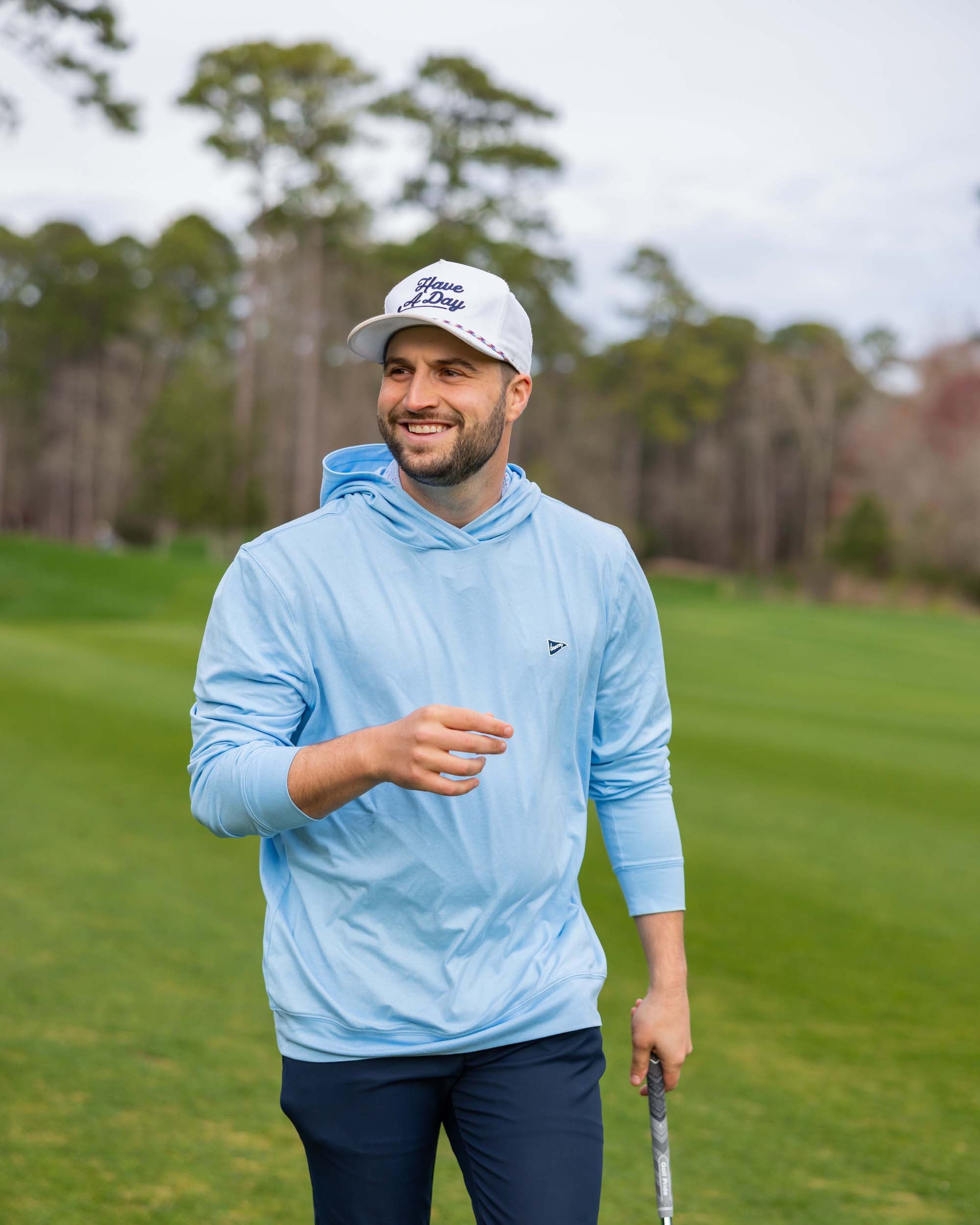 The Gimme Hoodie Sky Blue | Breezy Golf | Performance Golf Apparel