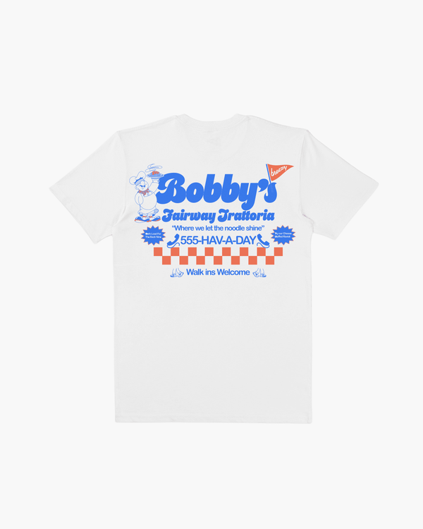 New The Bobby's Trattoria Tee White Drop – Limited Edition