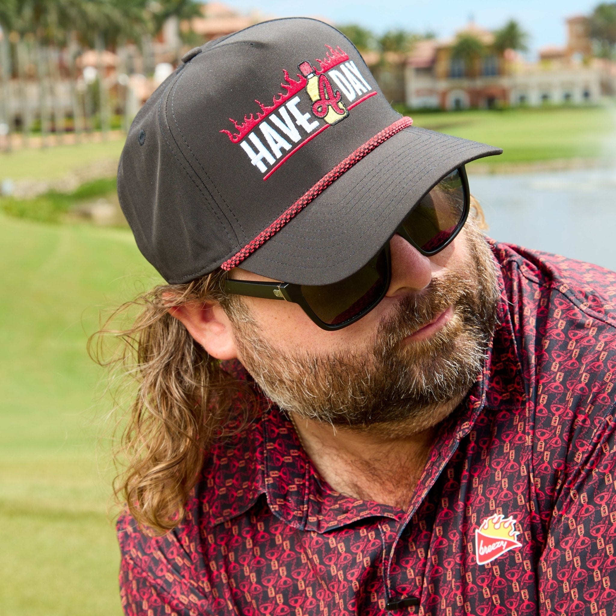 Fireball x Breezy Have A Fire Day Rope Hat Black | Breezy Golf | Performance Golf Apparel