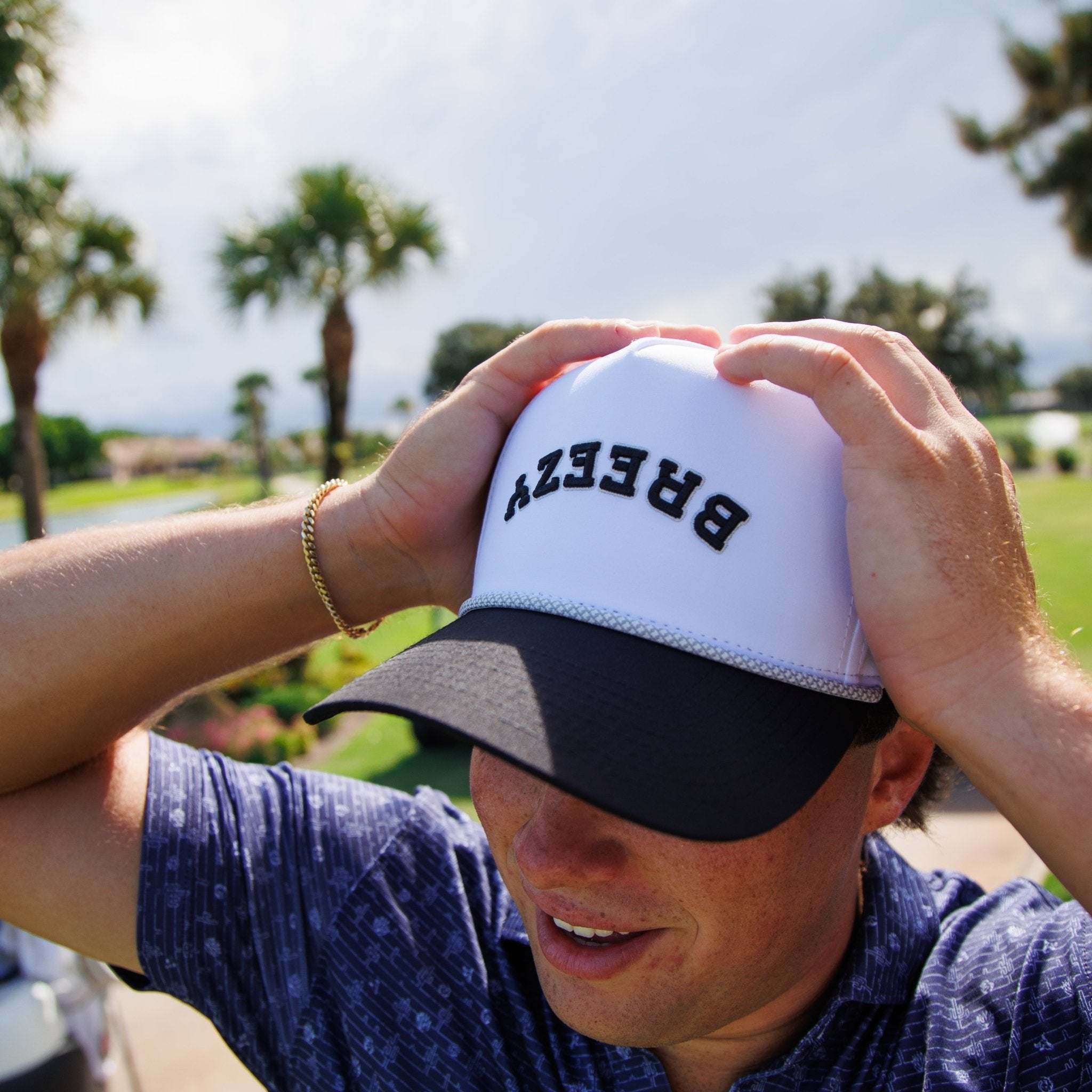 Flipped Breezy Rope Hat Black | Breezy Golf | Performance Golf Apparel