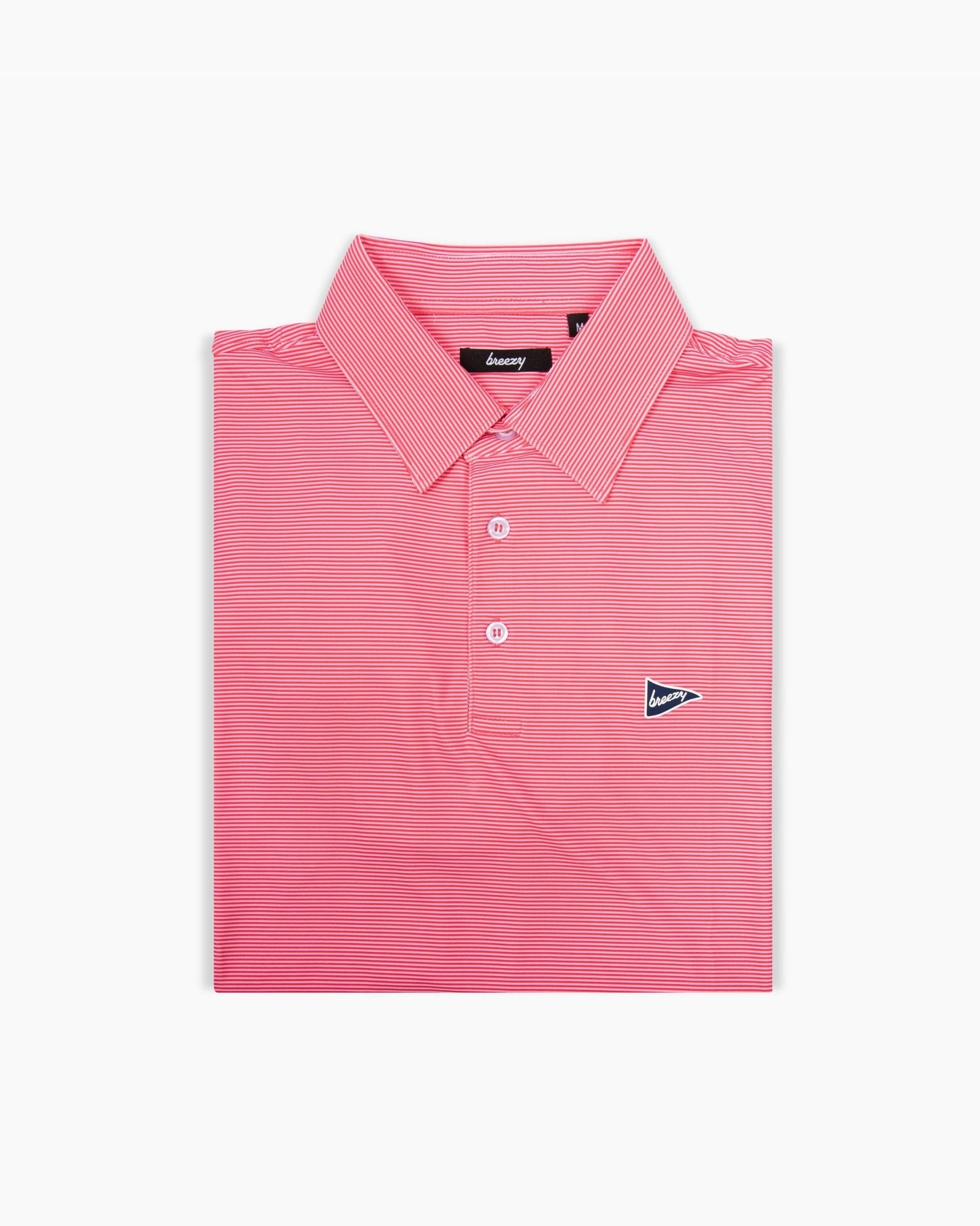 The Red & Pink Stripe Polo | Breezy Golf | Performance Golf Apparel