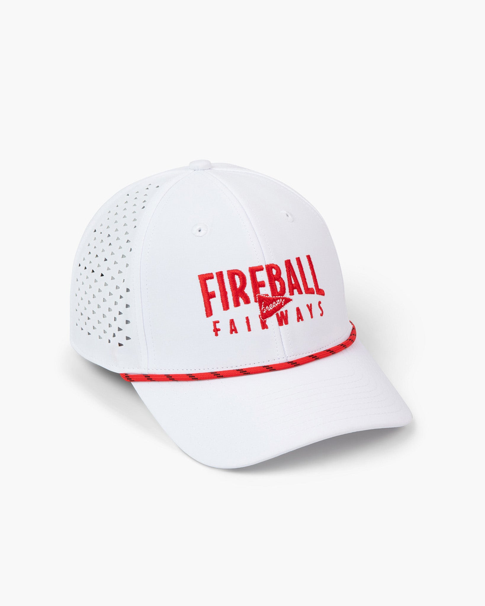 Fireball x Breezy Fireball Fairways Perforated White Hat | Breezy Golf | Performance Golf Apparel
