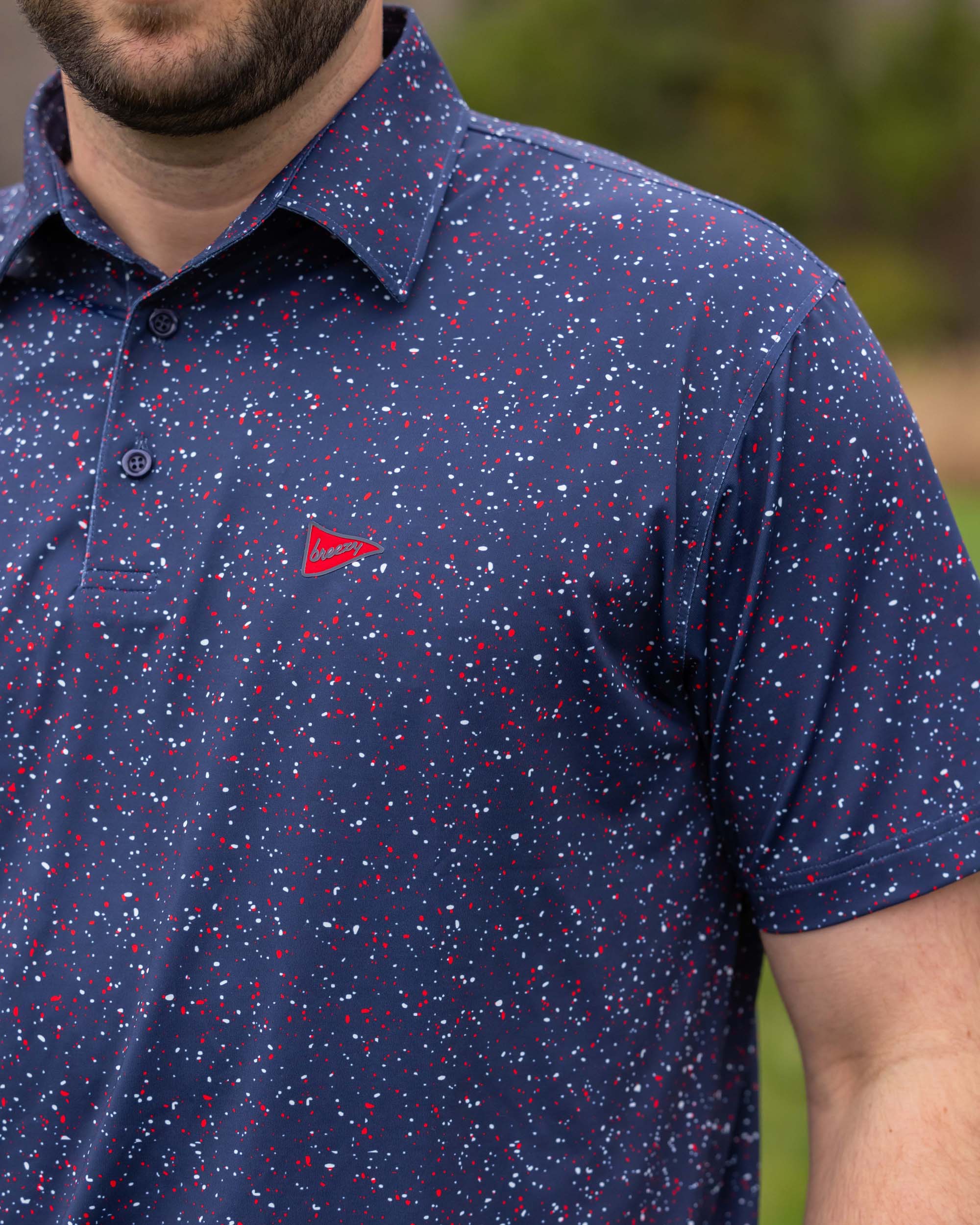 The USA Splatter Navy Polo | Breezy Golf | Performance Golf Apparel