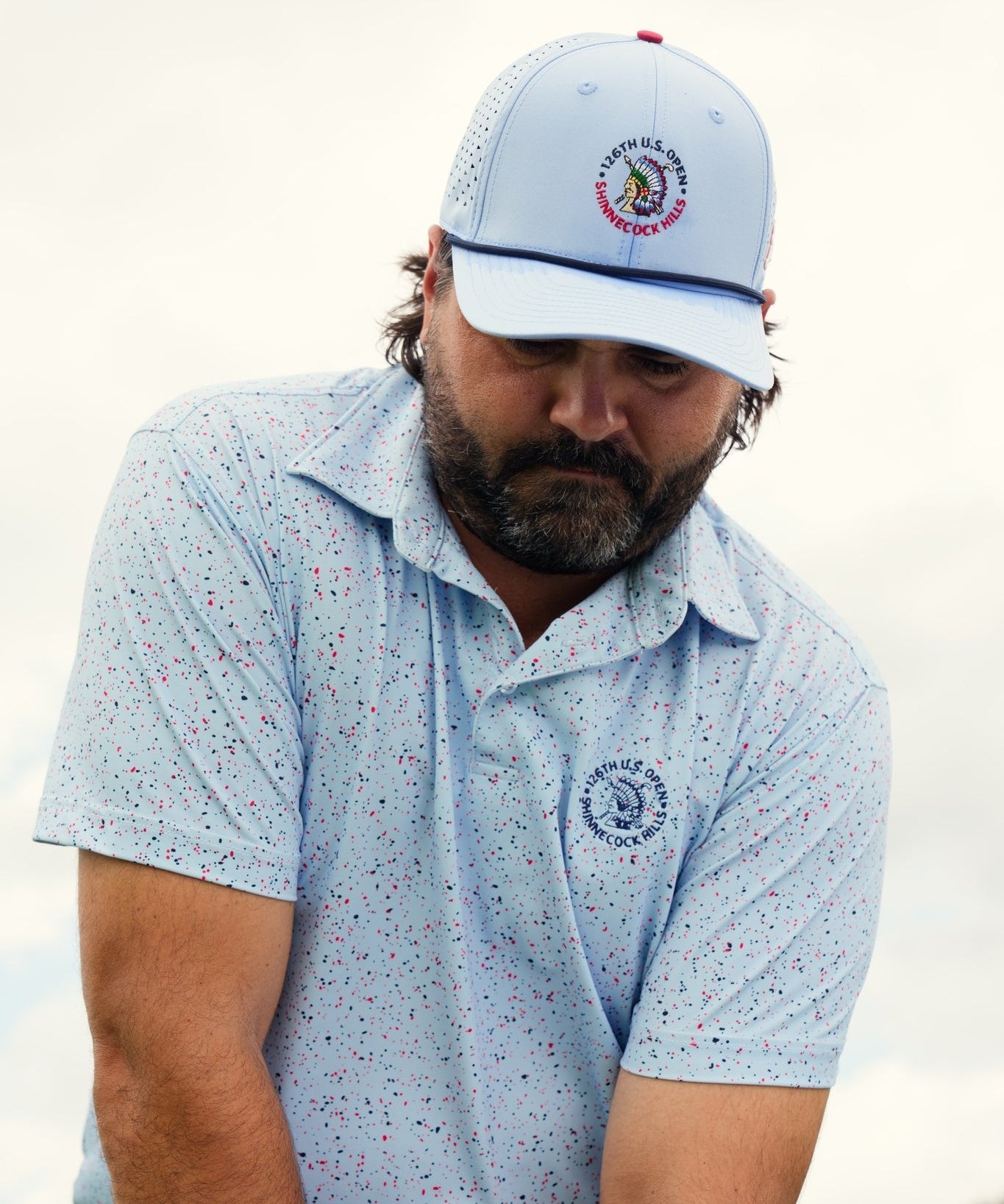 The U.S. Open Splatter Polo Light Blue - Breezy Golf