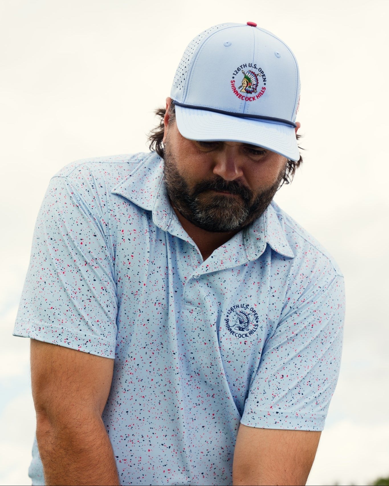 The U.S. Open Splatter Polo Light Blue - Breezy Golf