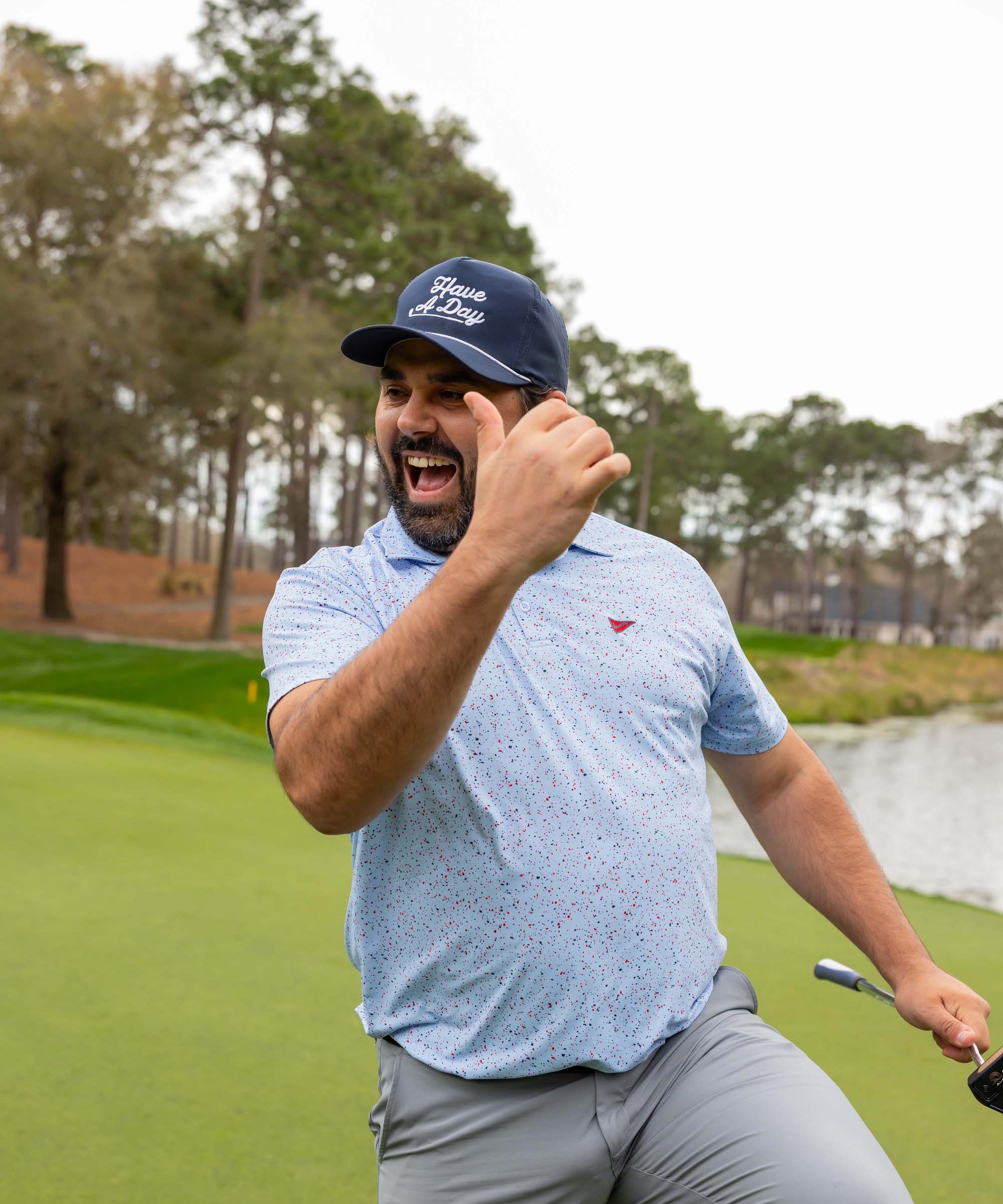 The USA Splatter Light Blue Polo - Breezy Golf