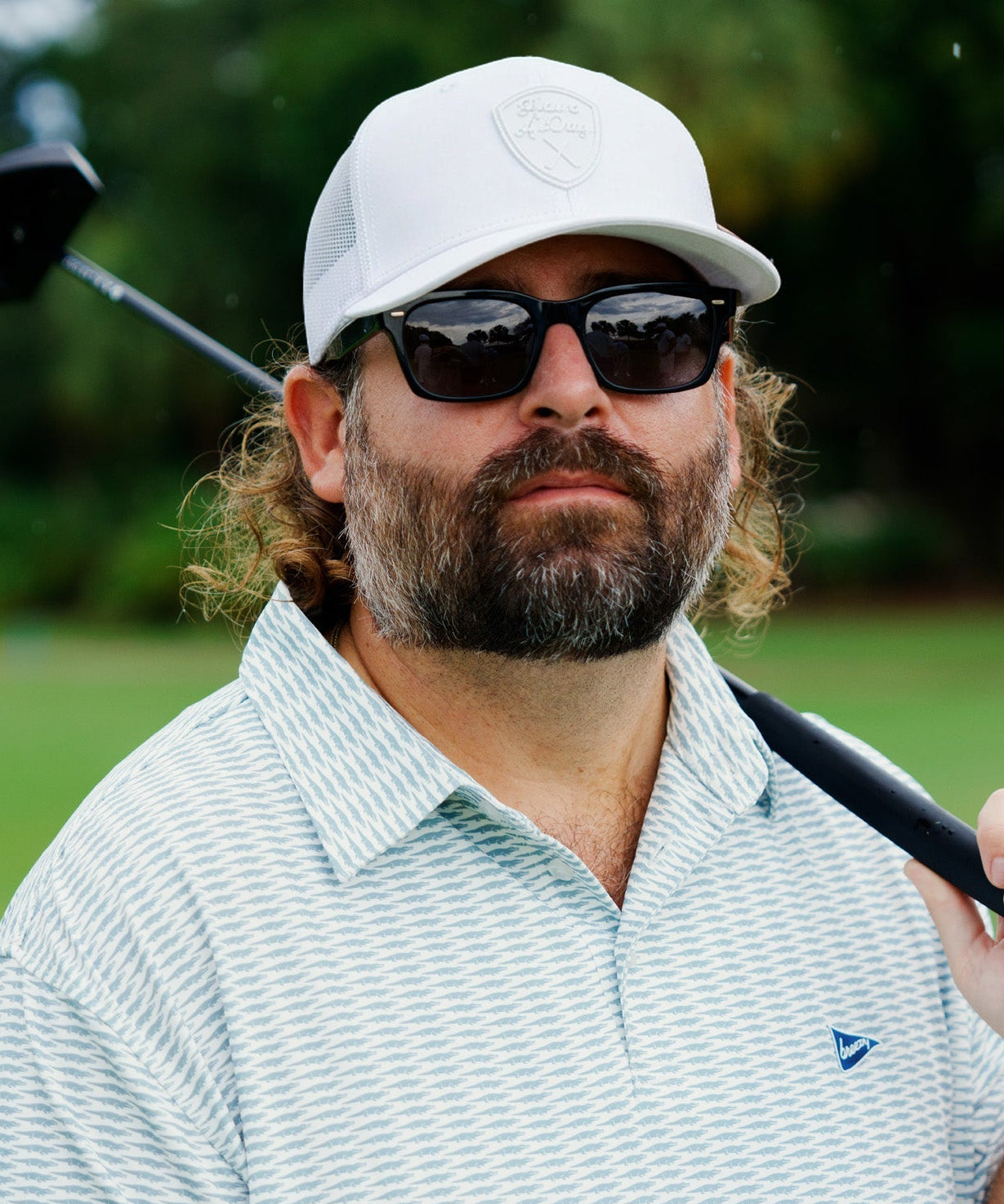 Have A Day Shield Meshback Hat White - Breezy Golf