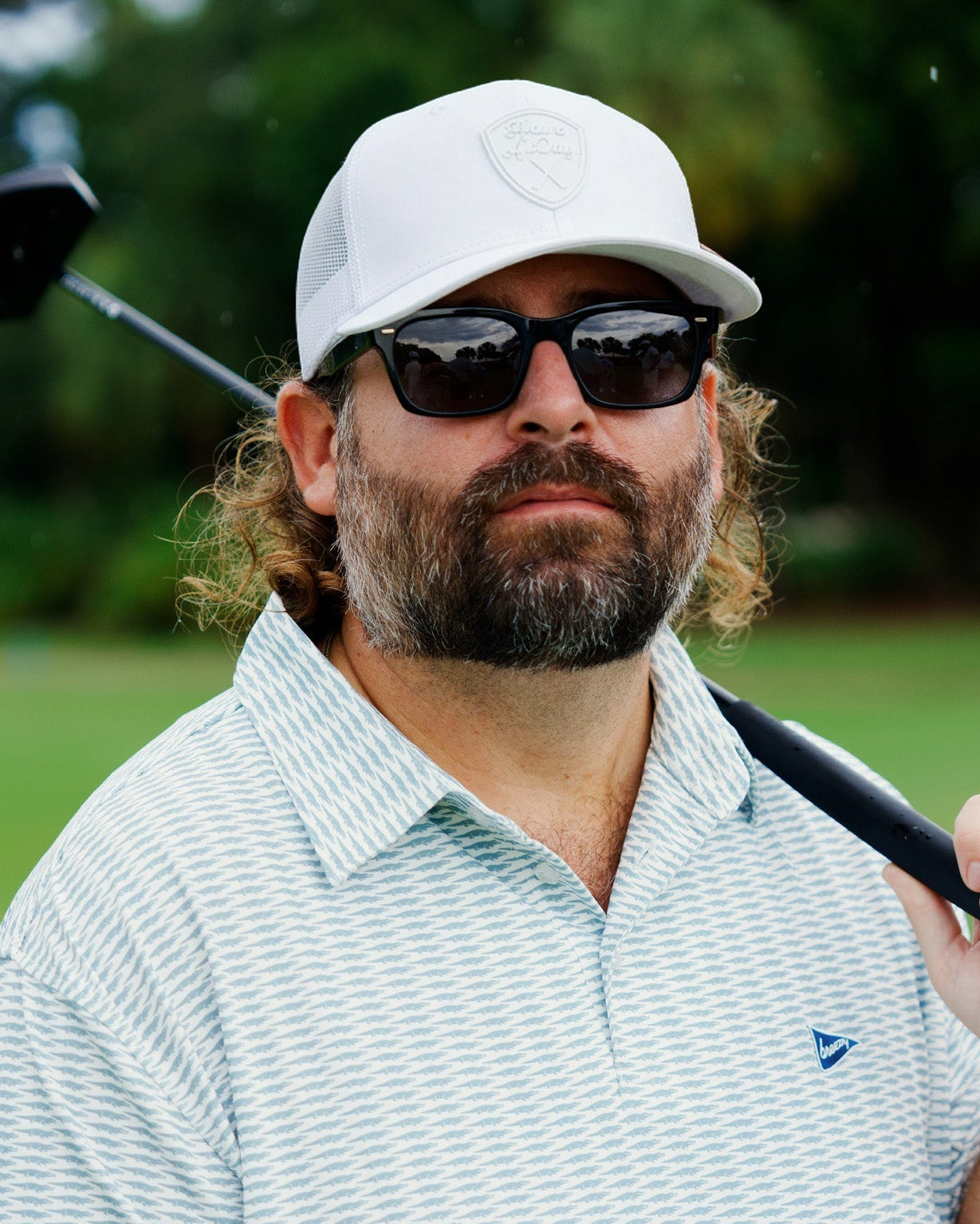 Have A Day Shield Meshback Hat White - Breezy Golf