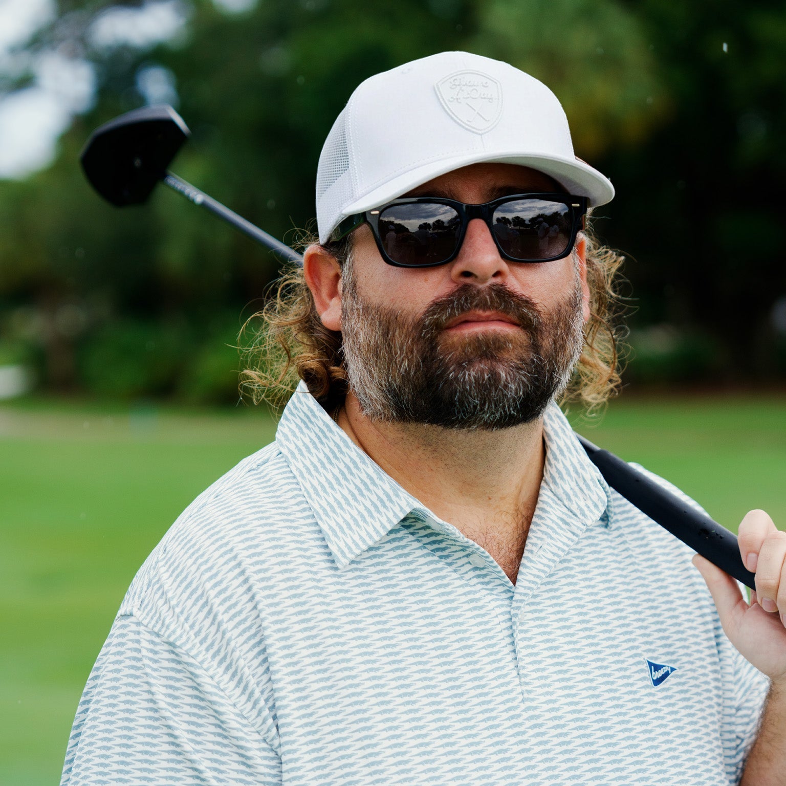 Have A Day Shield Meshback Hat White | Breezy Golf | Performance Golf Apparel