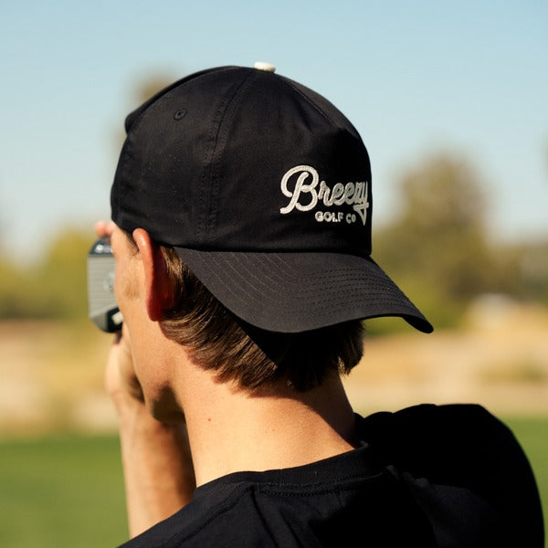 Breezy Workmans Unstructured Script Hat Black | Breezy Golf | Performance Golf Apparel