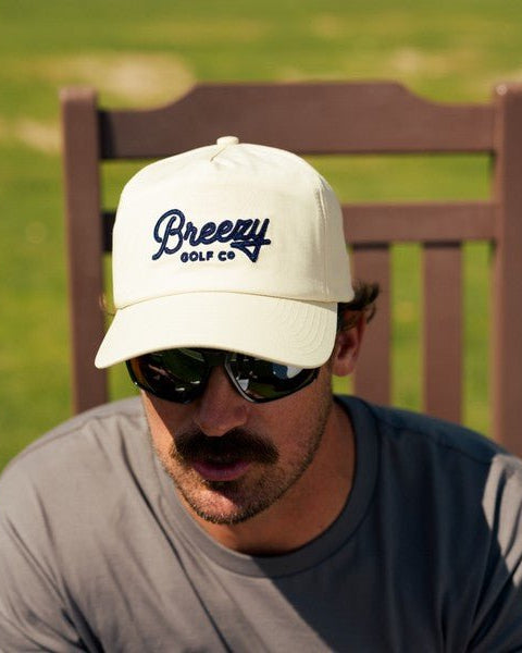 Breezy Workmans Unstructured Script Hat Off White - Breezy Golf
