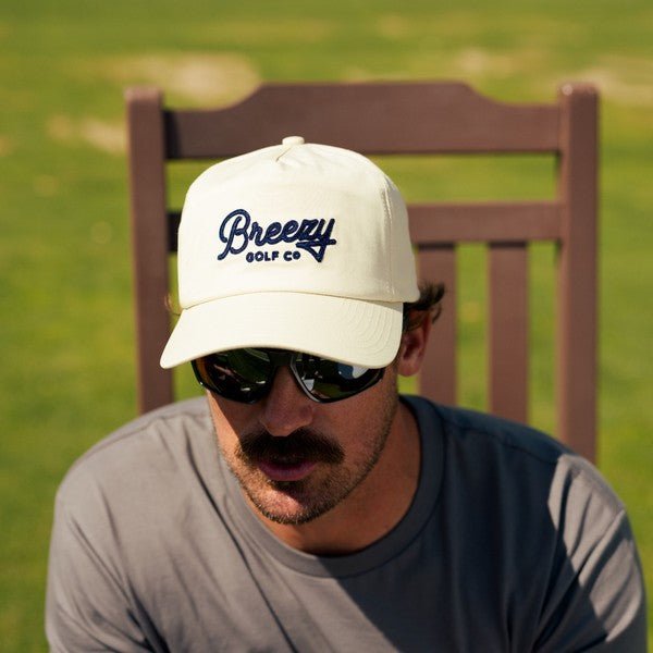 Breezy Workmans Unstructured Script Hat Off White - Breezy Golf