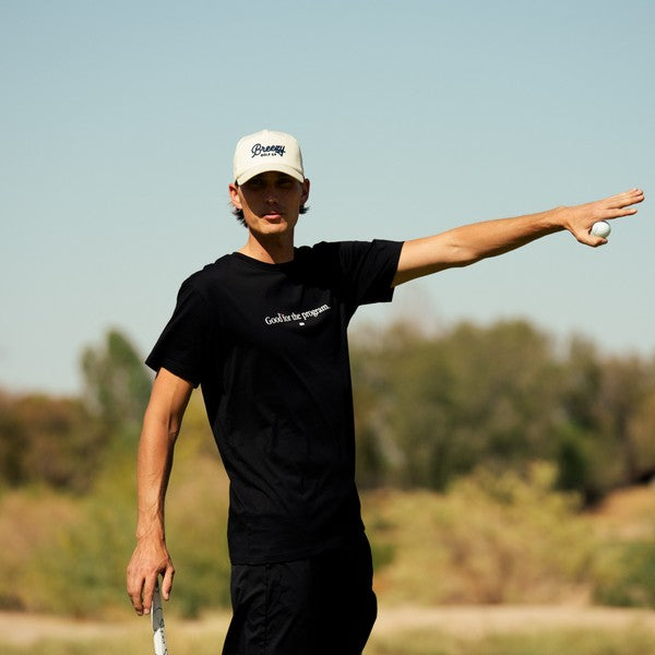 Breezy Workmans Unstructured Script Hat Off White | Breezy Golf | Performance Golf Apparel