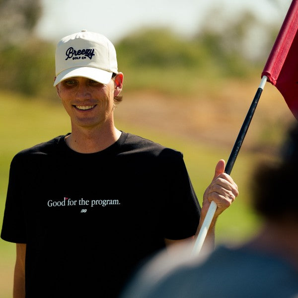Breezy Workmans Unstructured Script Hat Off White | Breezy Golf | Performance Golf Apparel