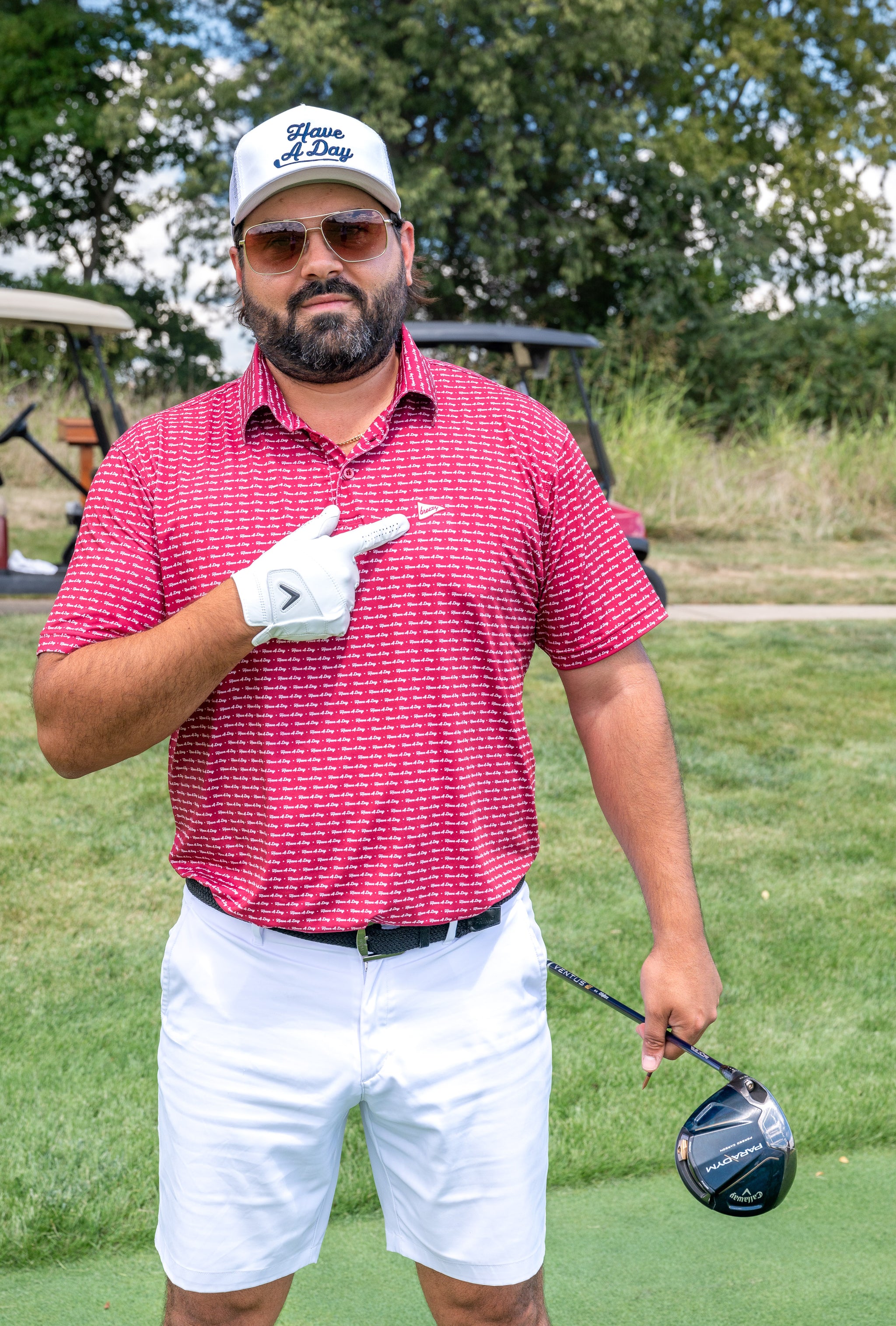 Have A Day Crimson & White Polo | Breezy Golf | Men's Golf Apparel 5XL