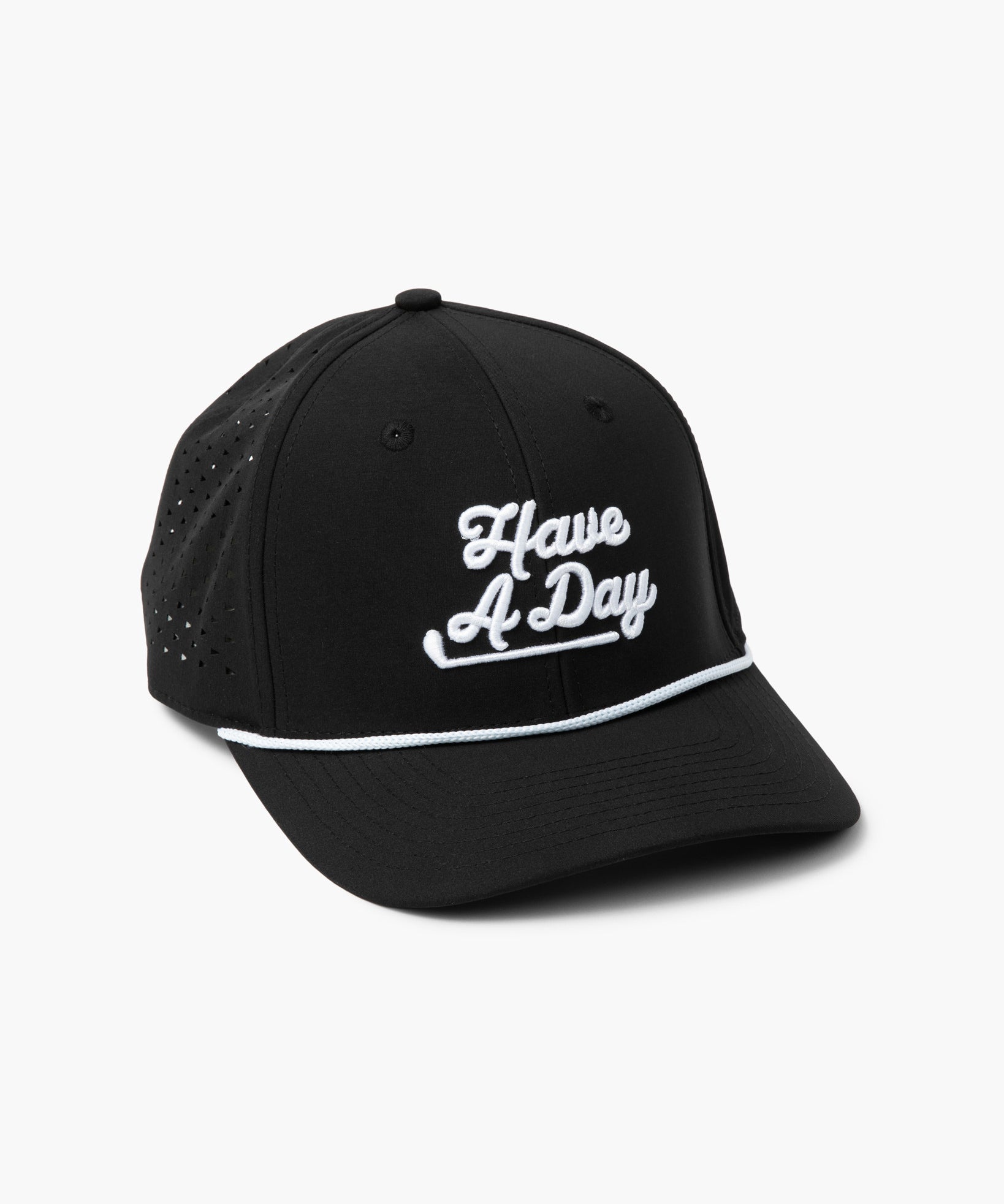 Have A Day Black Perforated Performance Hat - Breezy Golf