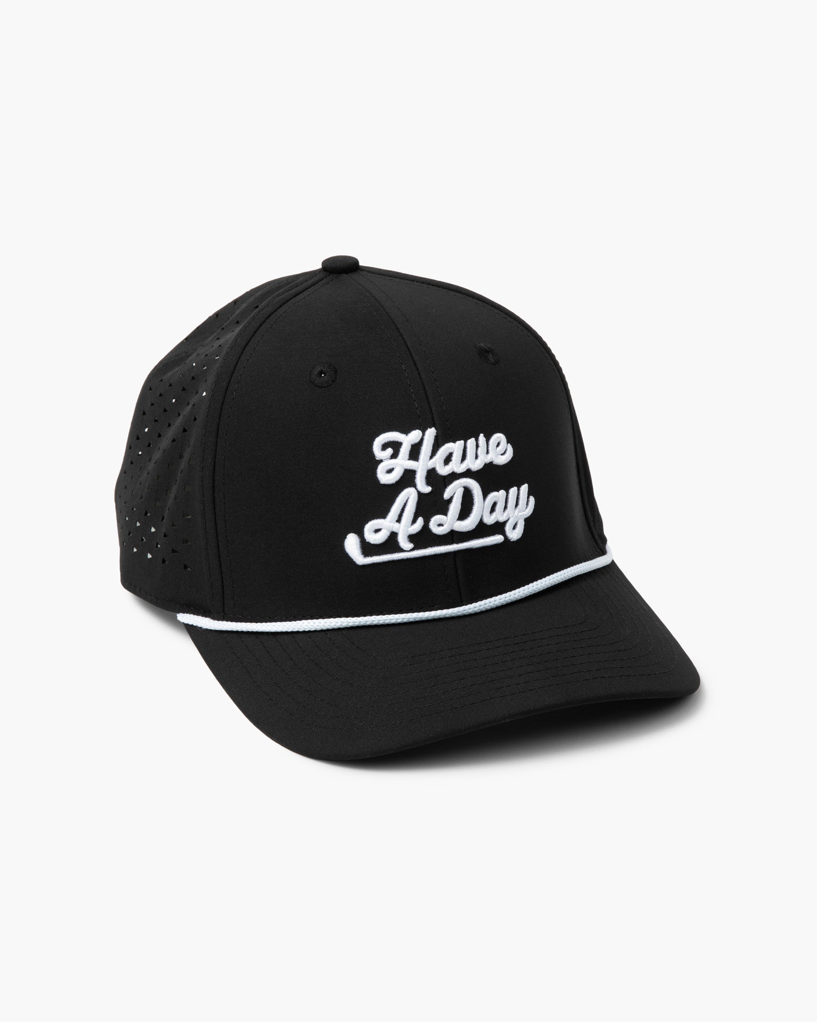 Have A Day Black Perforated Performance Hat - Breezy Golf