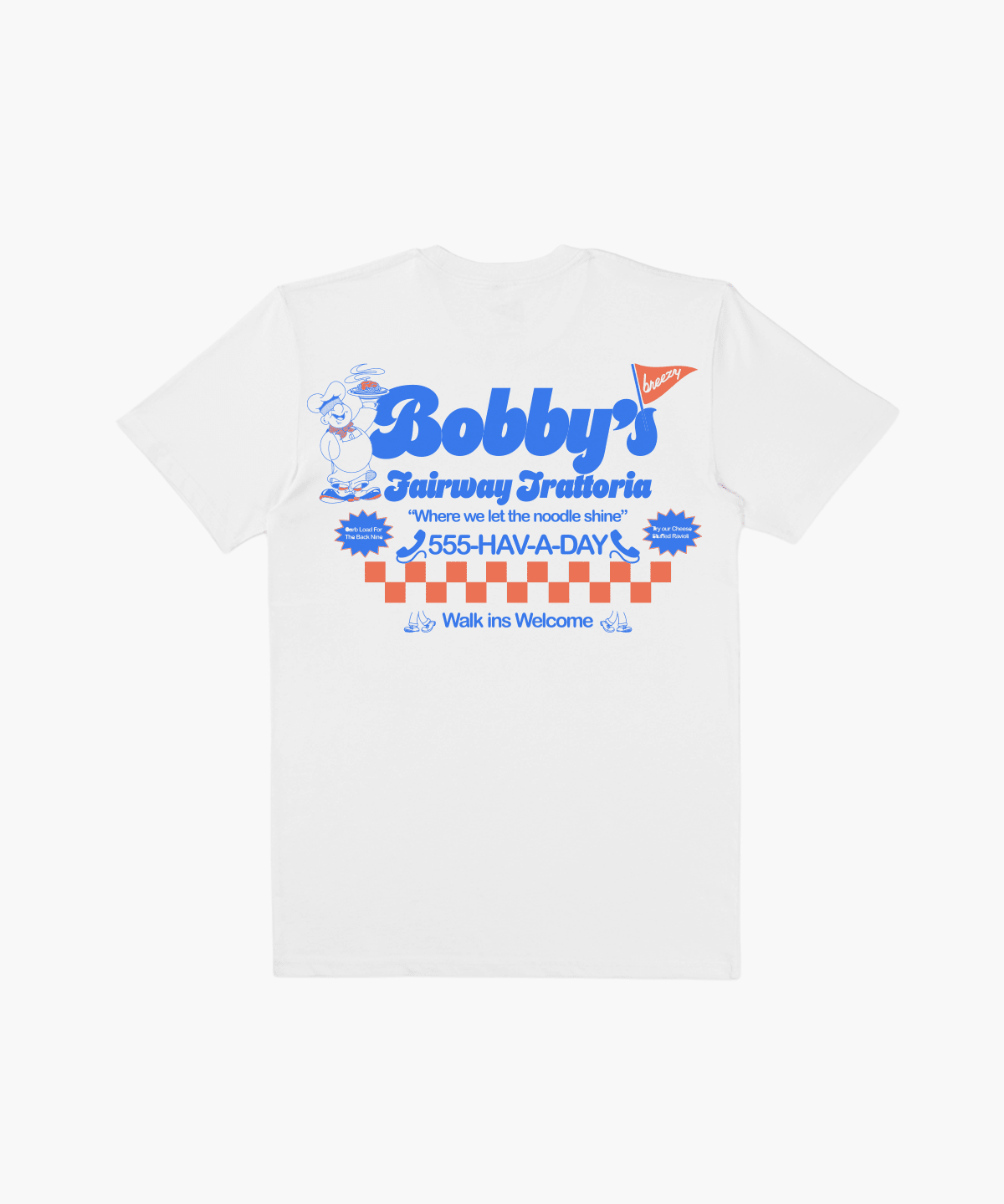 The Bobby's Trattoria Tee White - Breezy Golf