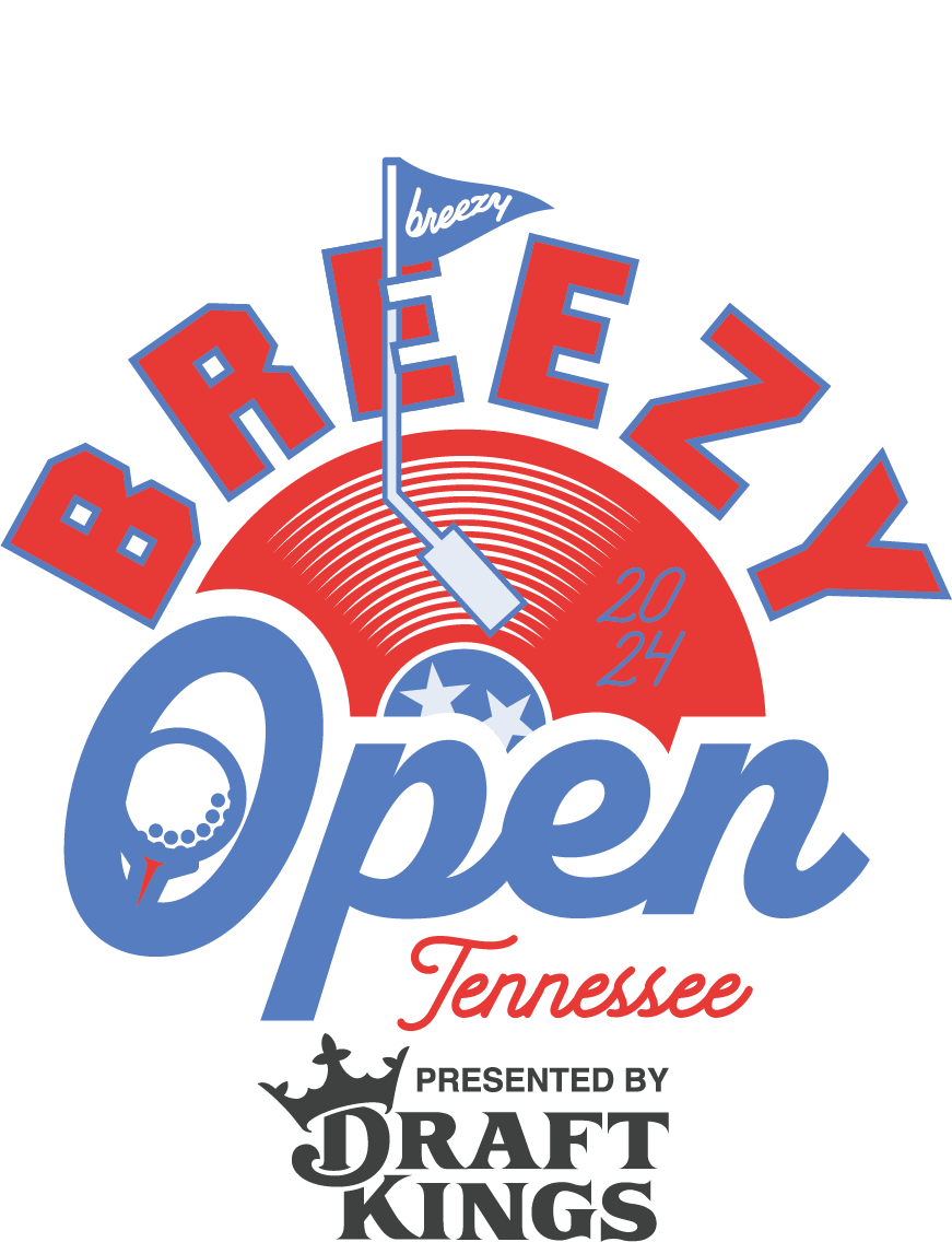 Logo for Breezy Golf Open Tennessee, featuring vibrant colors and sponsor details