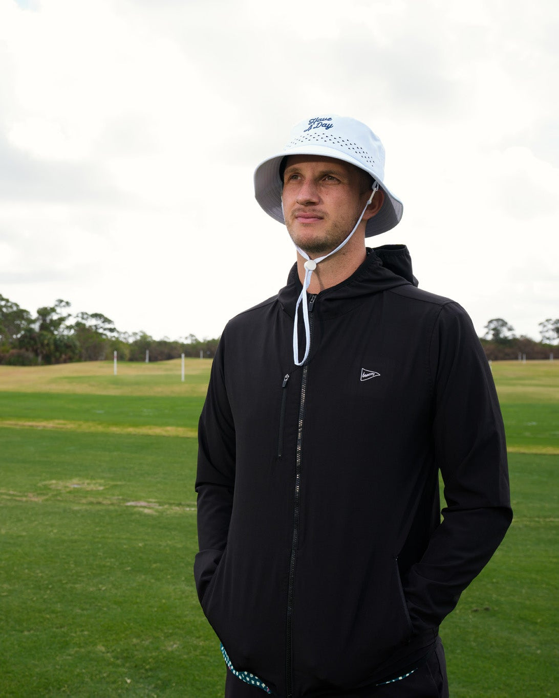 Have A Day White Perforated Bucket Hat - Breezy Golf