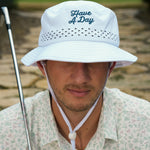 Have A Day White Perforated Bucket Hat - Breezy Golf