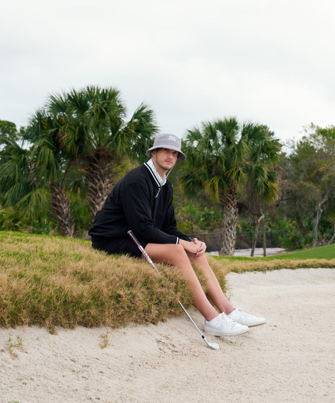 Have A Day Grey Perforated Bucket Hat - Breezy Golf