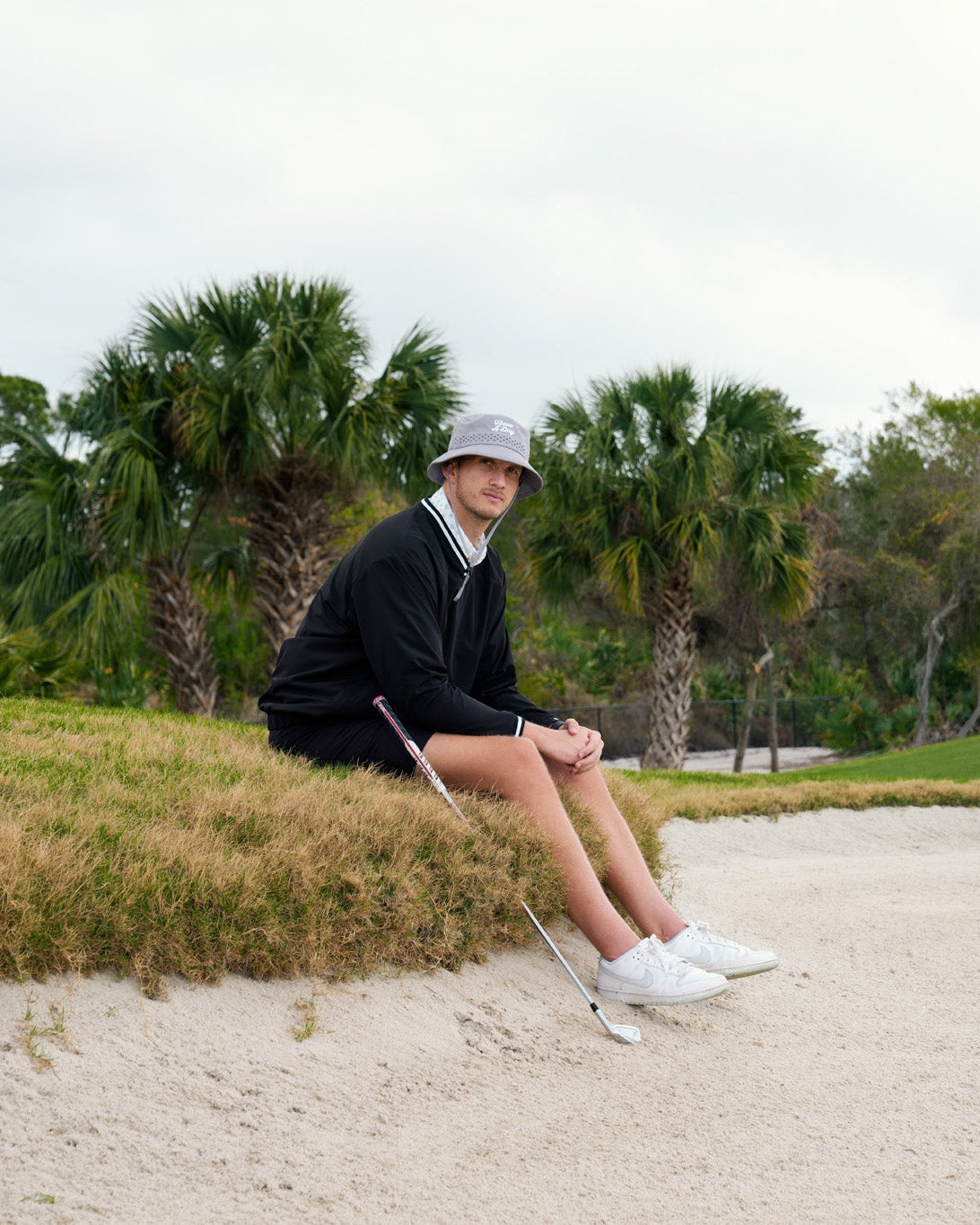 Have A Day Grey Perforated Bucket Hat - Breezy Golf