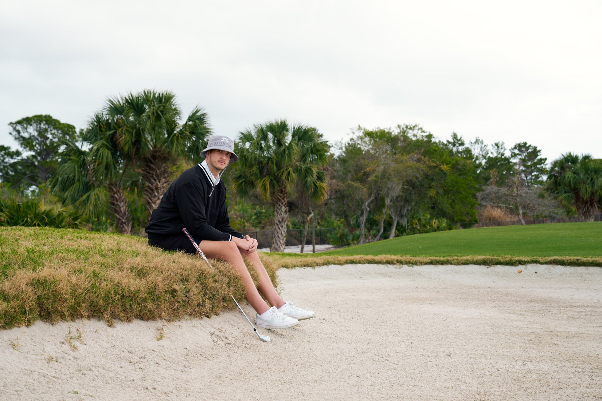 Have A Day Grey Perforated Bucket Hat - Breezy Golf