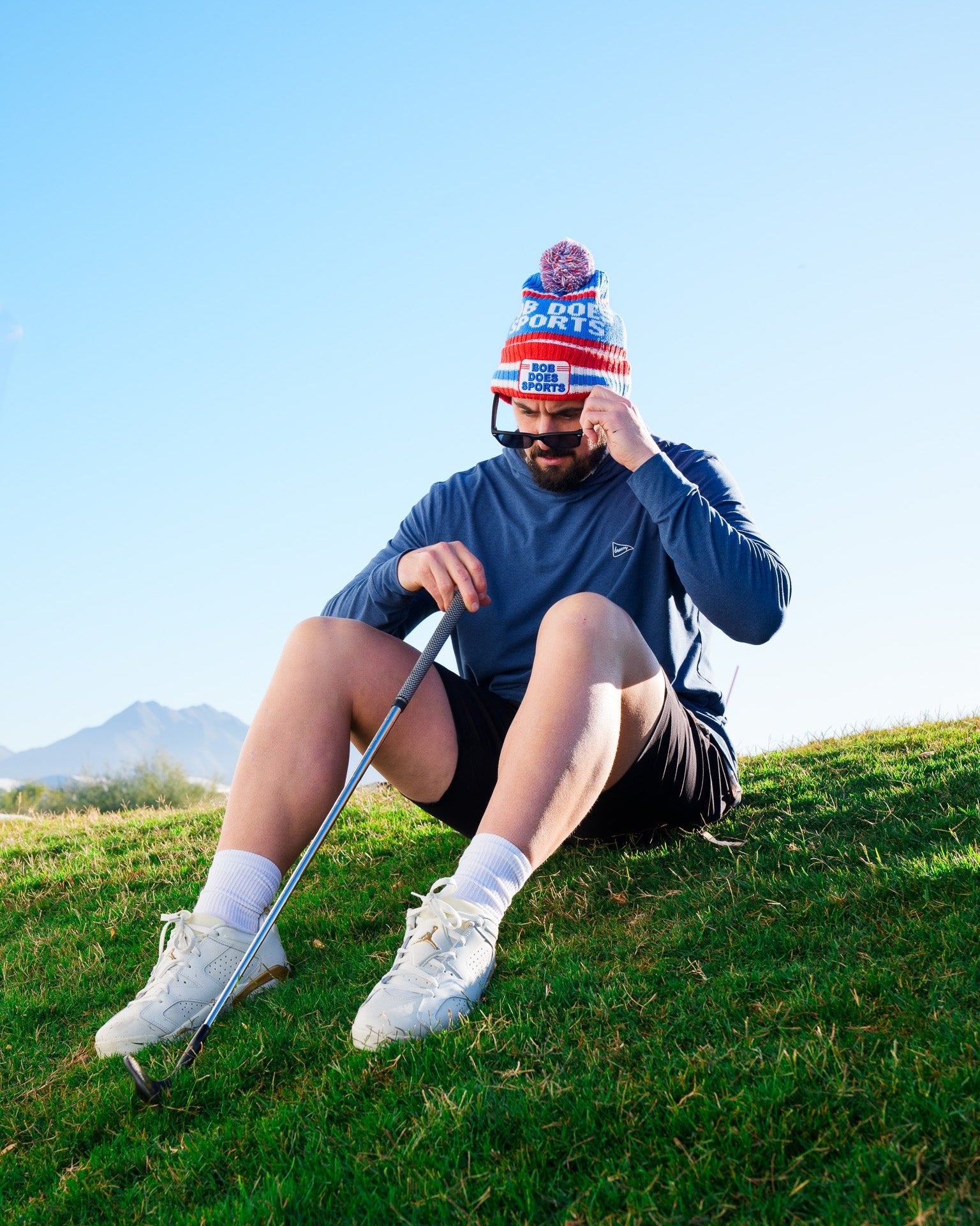 Bob Does Sports Knit Beanie Red Blue & White - Breezy Golf