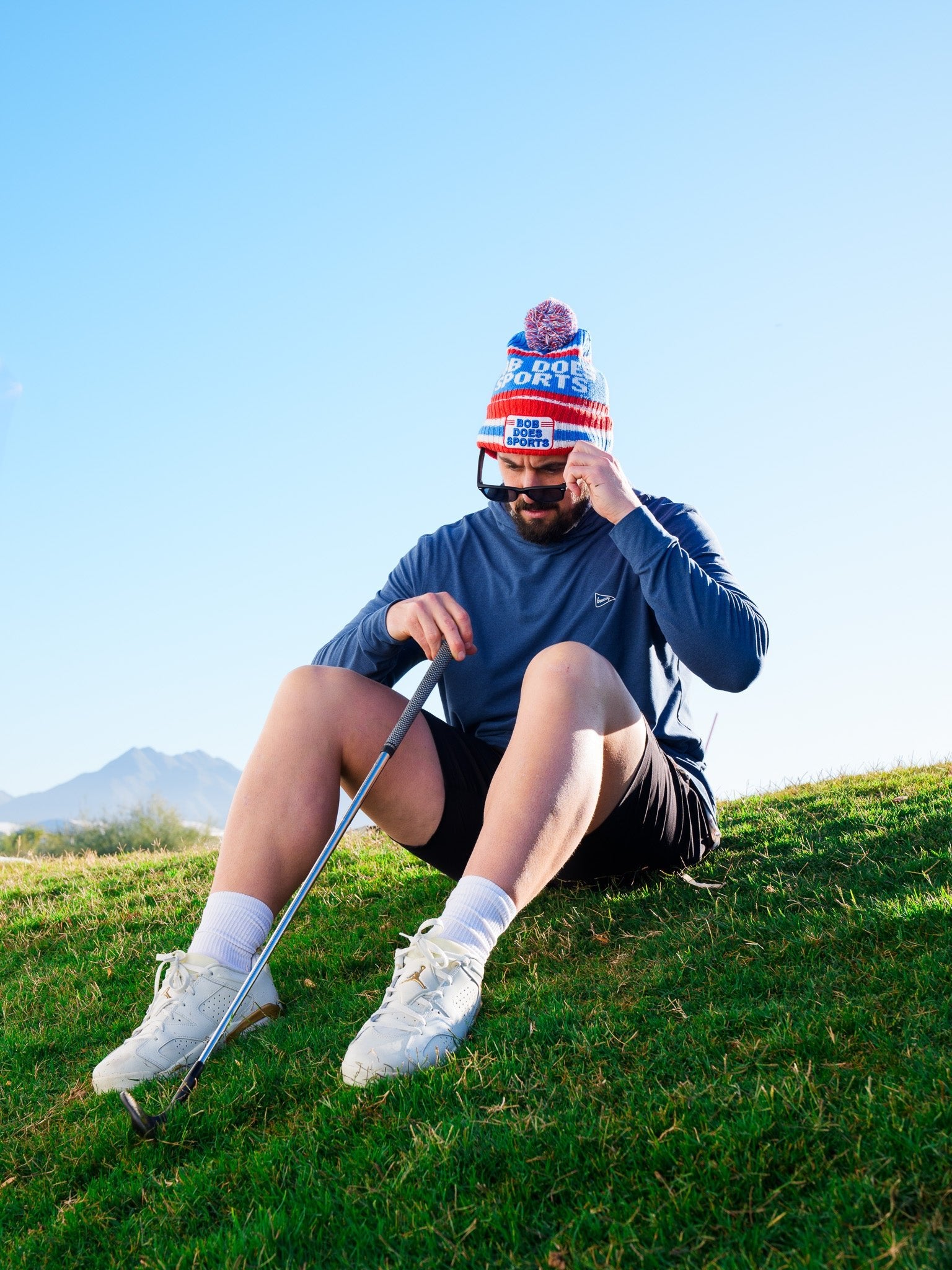 Bob Does Sports Knit Beanie Red Blue & White