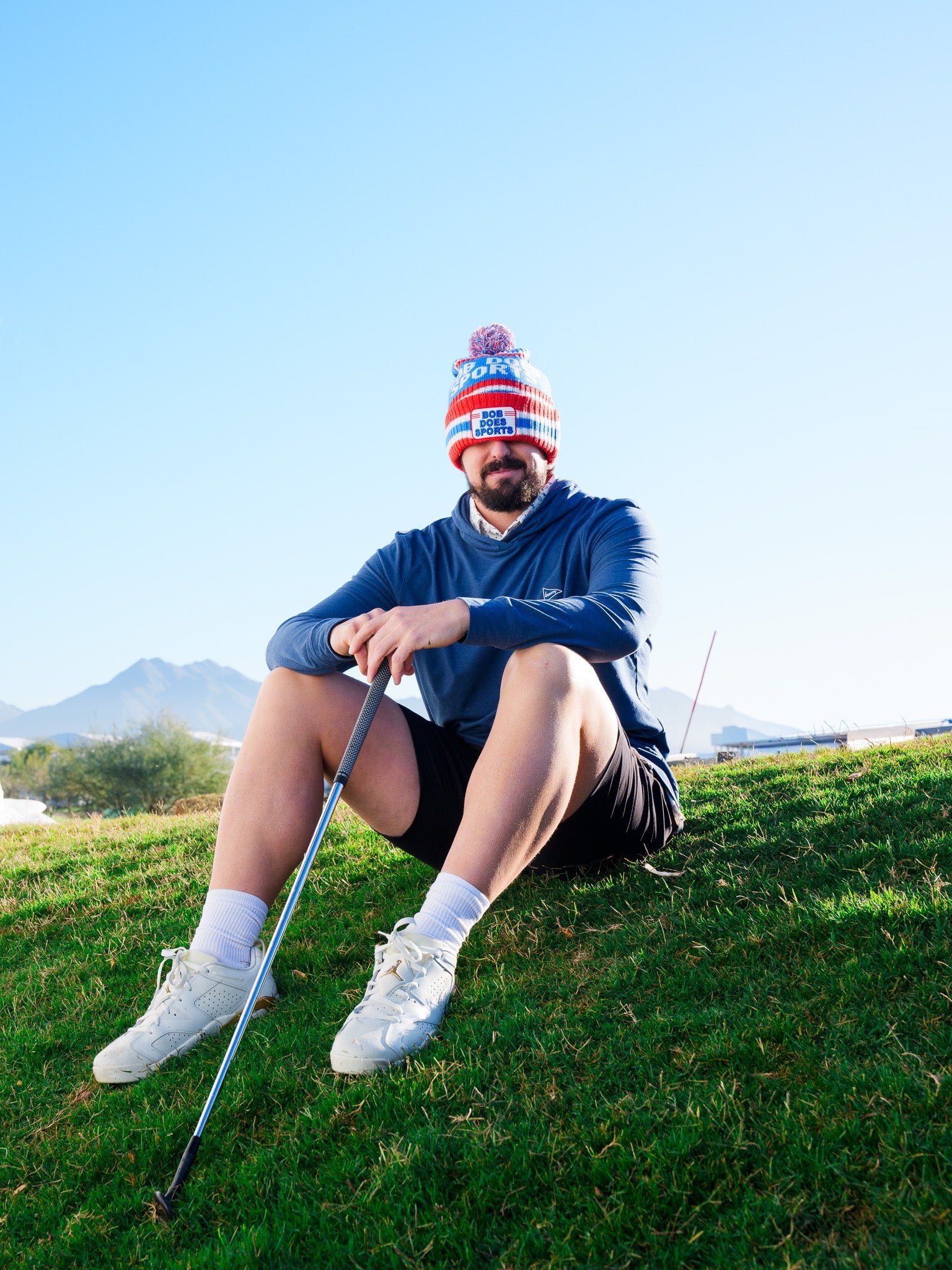 Bob Does Sports Knit Beanie Red Blue & White