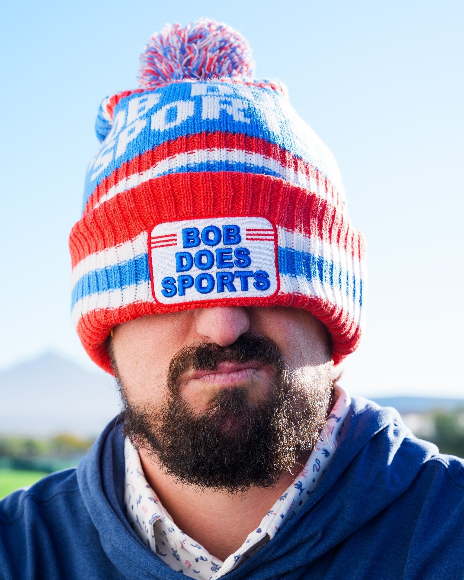 Bob Does Sports Knit Beanie Red Blue & White - Breezy Golf