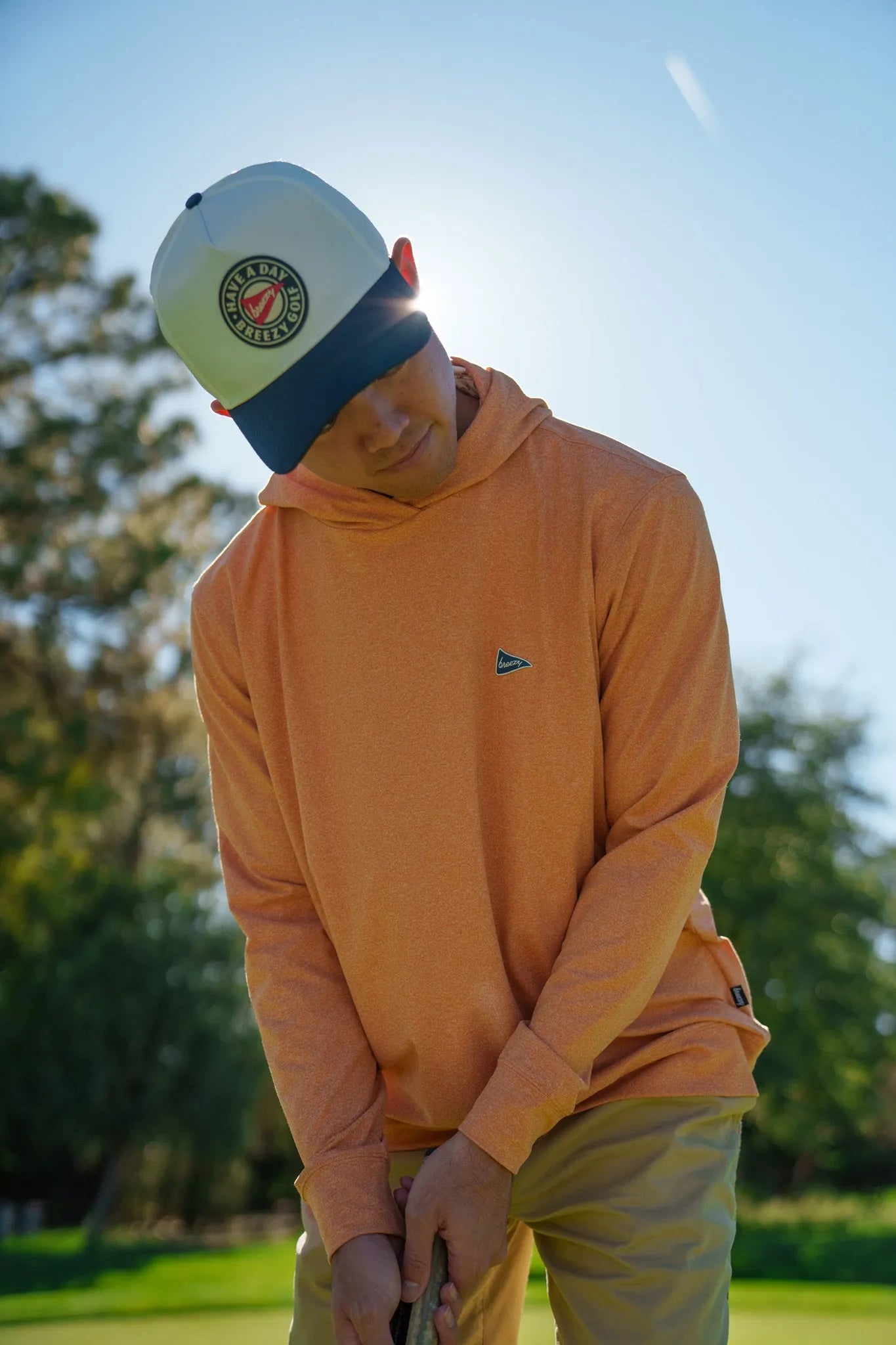 The Gimme Hoodie Horizon Orange | Breezy Golf | Performance Golf Apparel