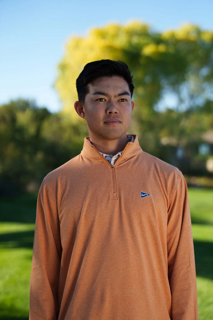 The Gimme Quarter-Zip Horizon Orange Golf Outerwear | Breezy Golf