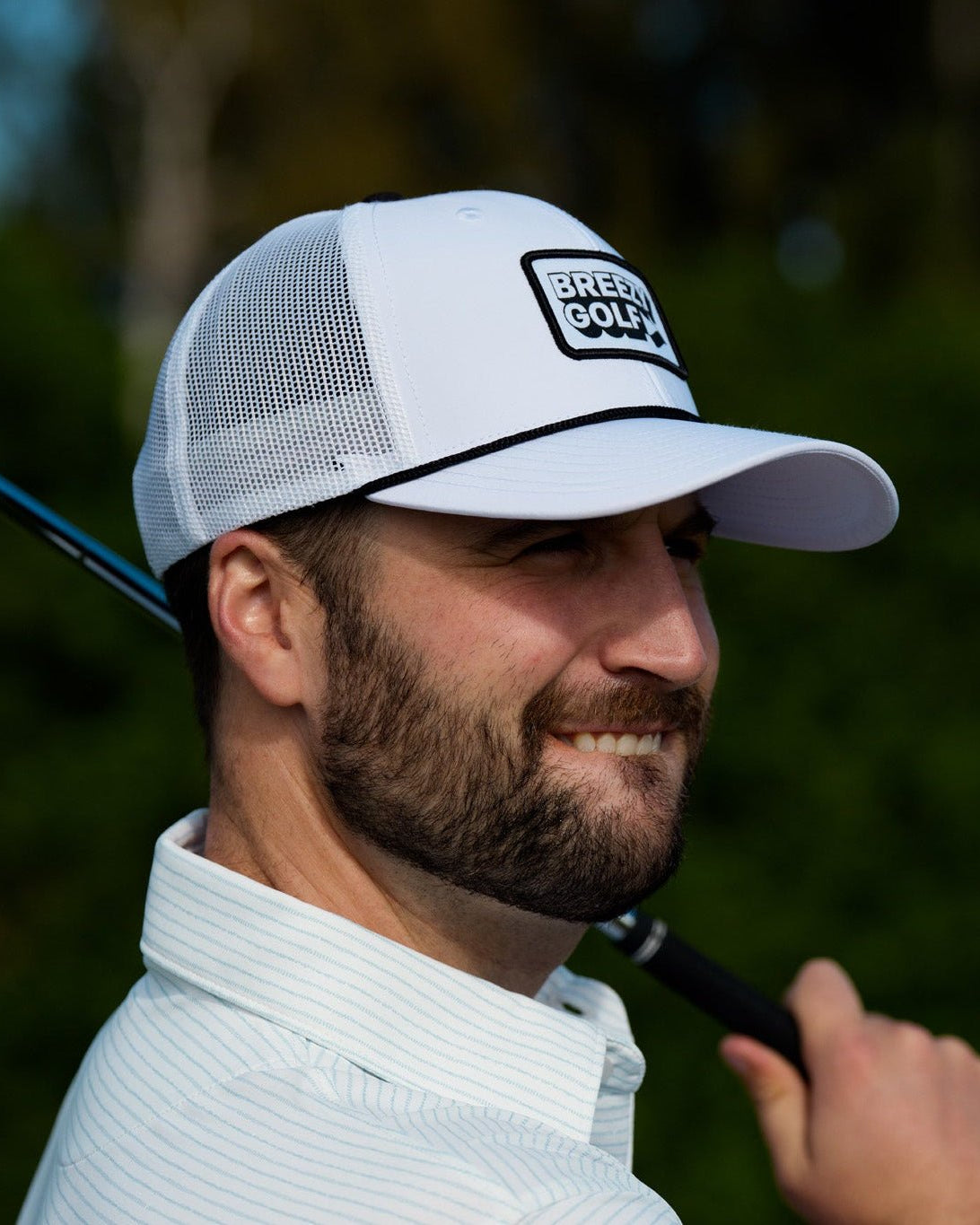 Classic Breezy Golf White and Black Meshback Patch Rope Hat - Breezy Golf