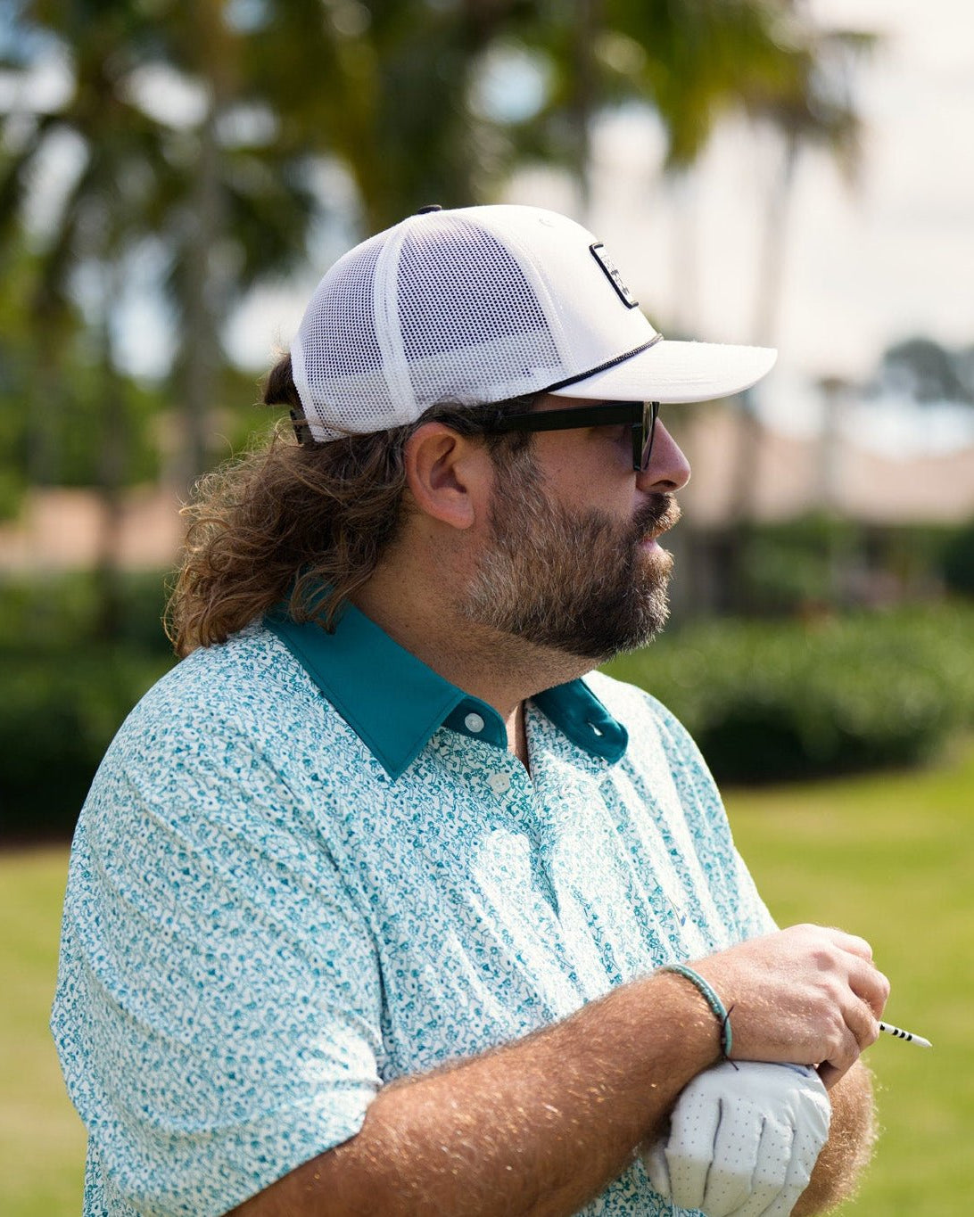 Classic Breezy Golf White and Black Meshback Patch Rope Hat - Breezy Golf