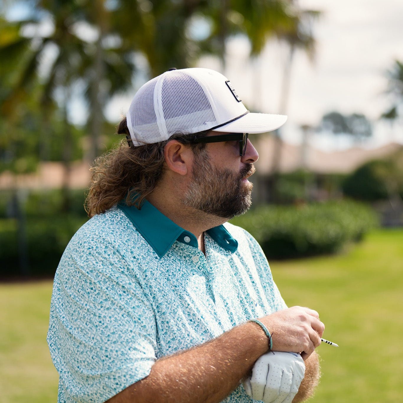 Classic Breezy Golf White and Black Meshback Patch Rope Hat | Breezy Golf | Performance Golf Apparel