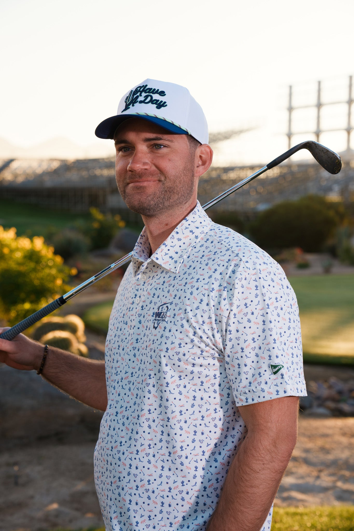 WM Phoenix Open x Breezy Cactus Navy Have a Day Rope Hat | Breezy Golf | Performance Golf Apparel