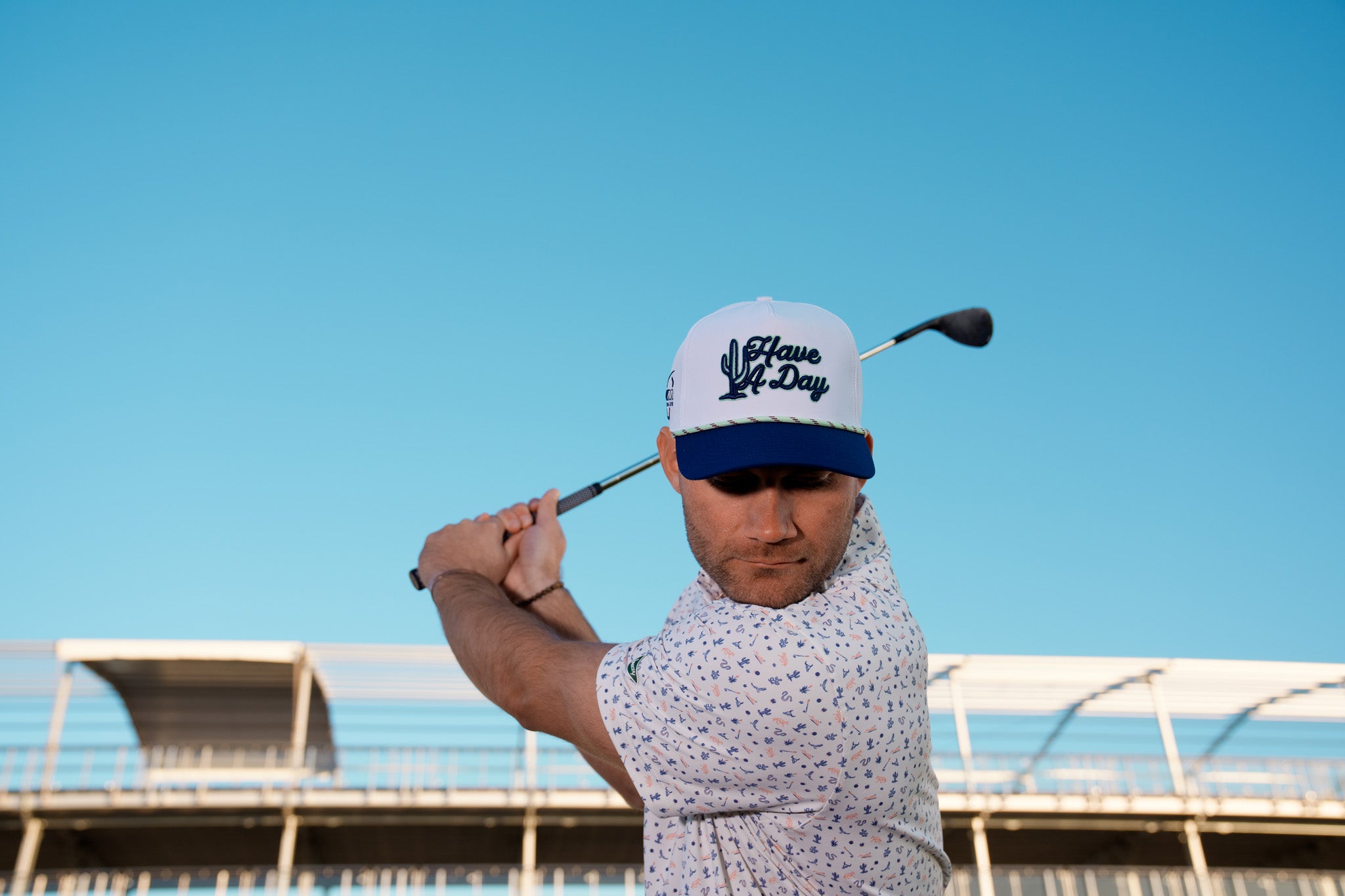 WM Phoenix Open x Breezy Cactus Navy Have a Day Rope Hat | Breezy Golf | Performance Golf Apparel