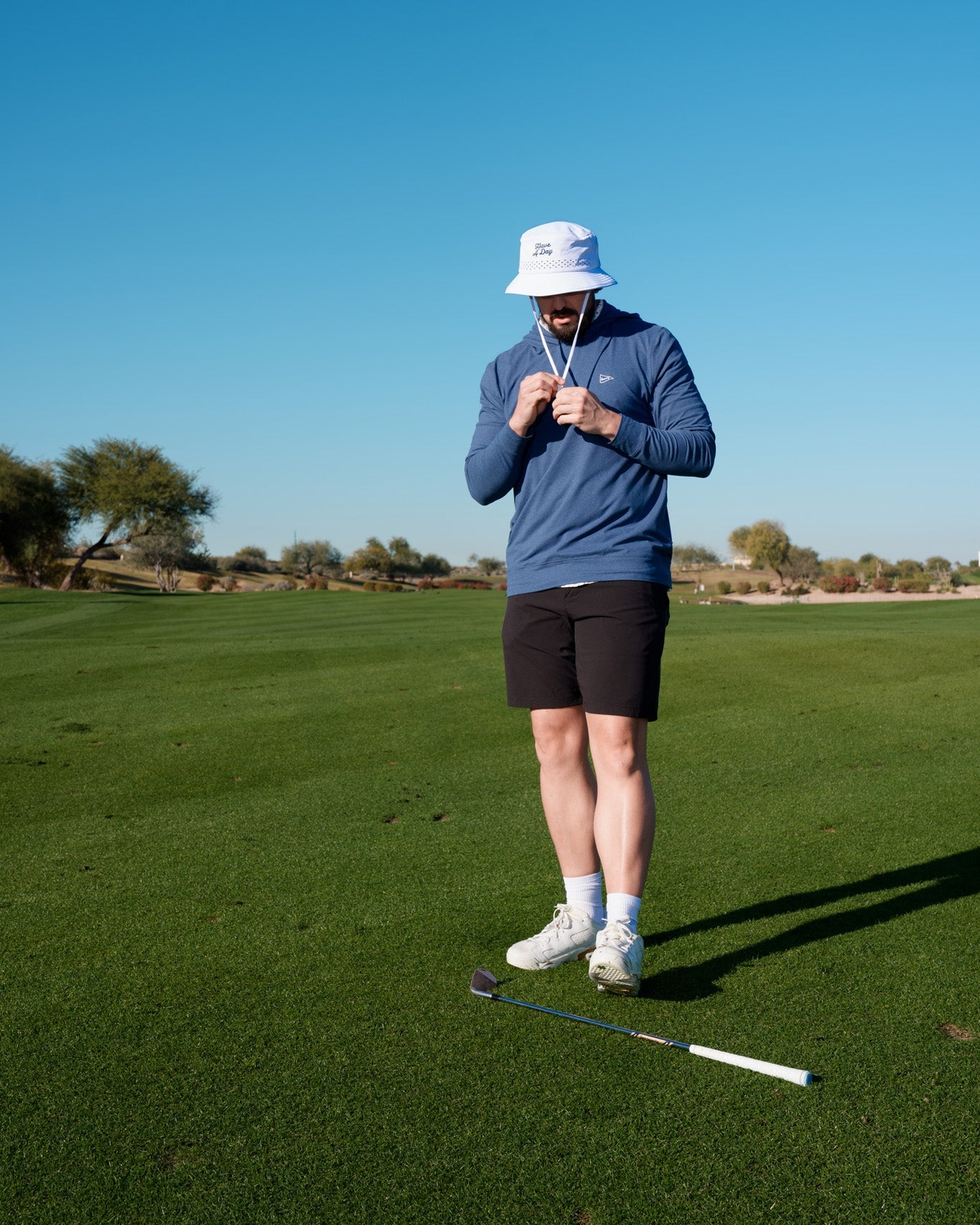 Have A Day White Perforated Bucket Hat - Breezy Golf