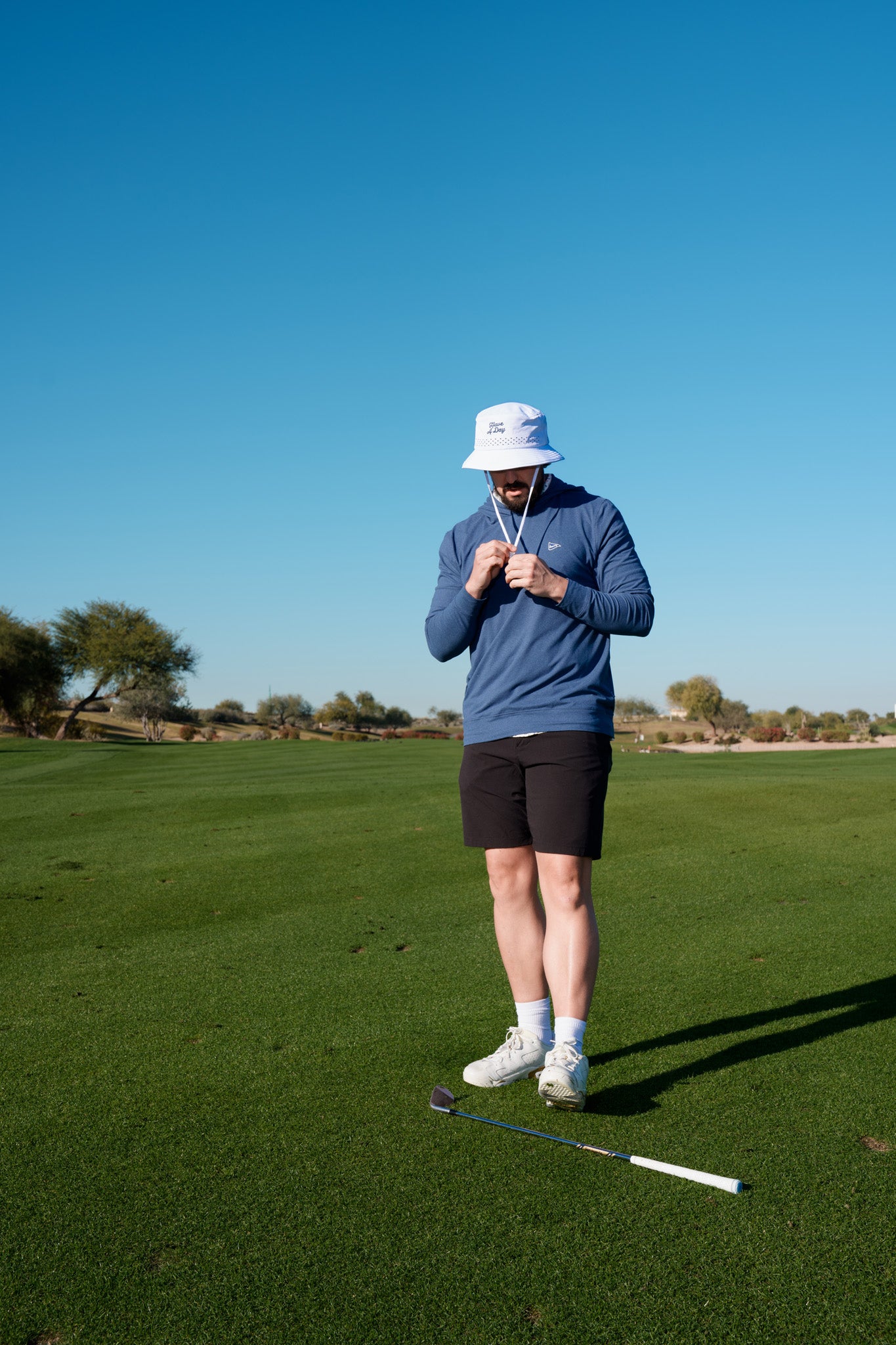 Have A Day White Perforated Bucket Hat - Breezy Golf