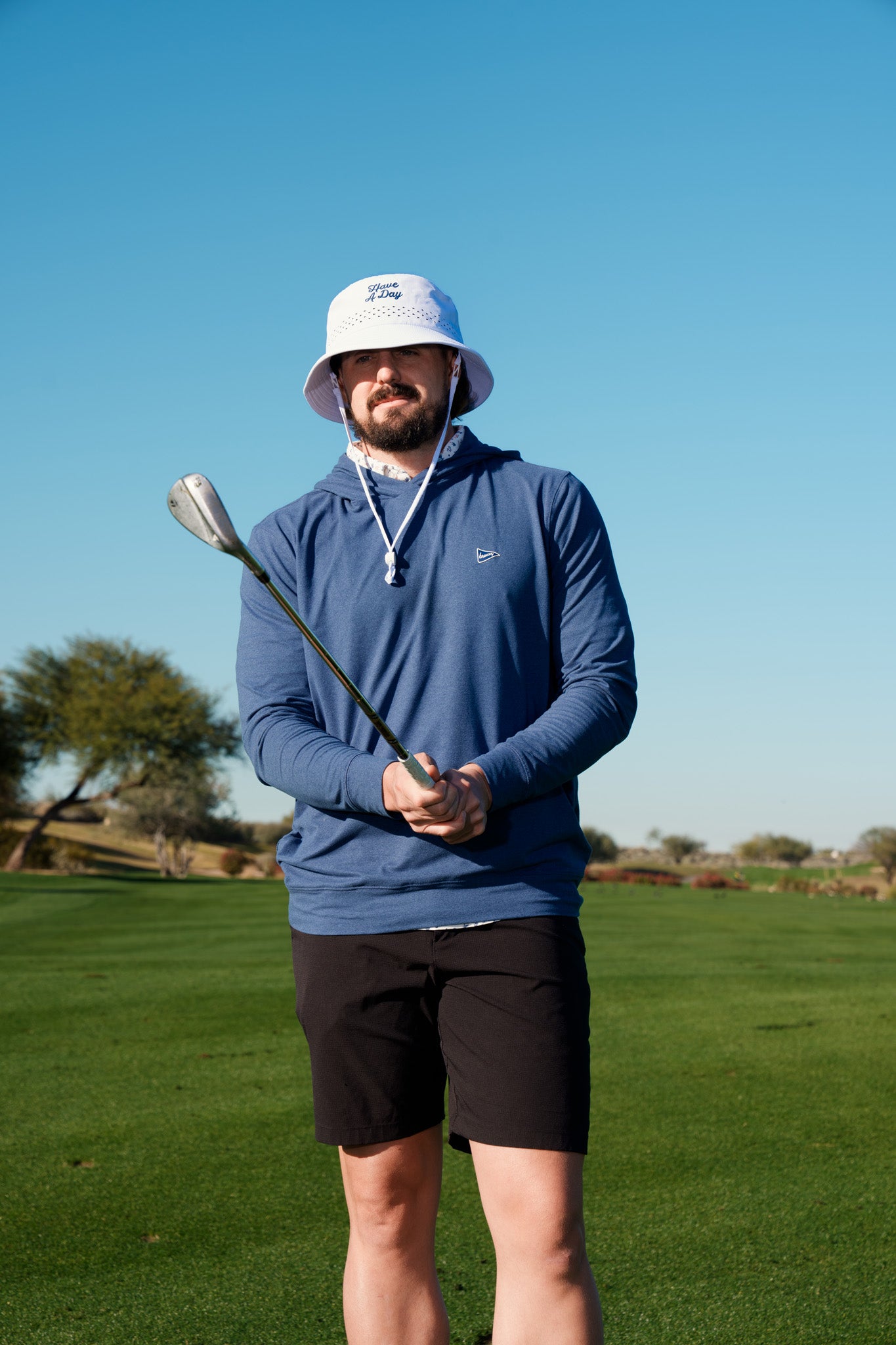 Have A Day White Perforated Bucket Hat - Breezy Golf