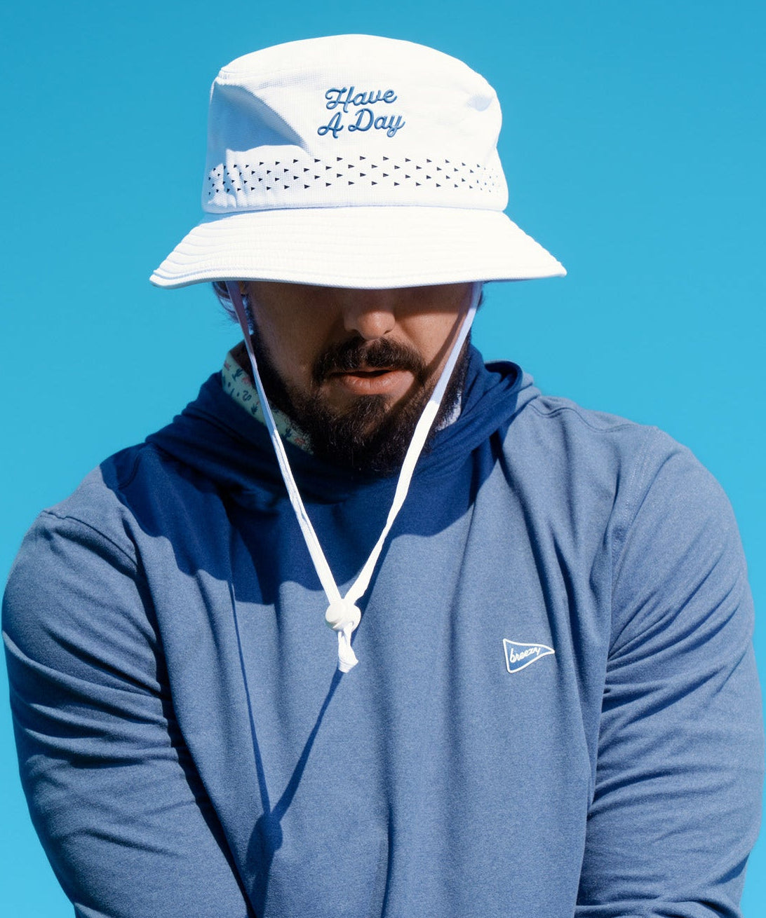 Have A Day White Perforated Bucket Hat - Breezy Golf
