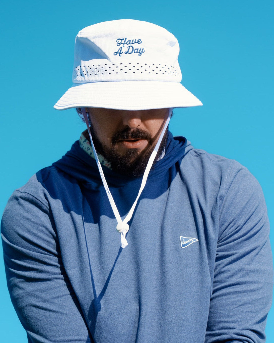 Have A Day White Perforated Bucket Hat - Breezy Golf