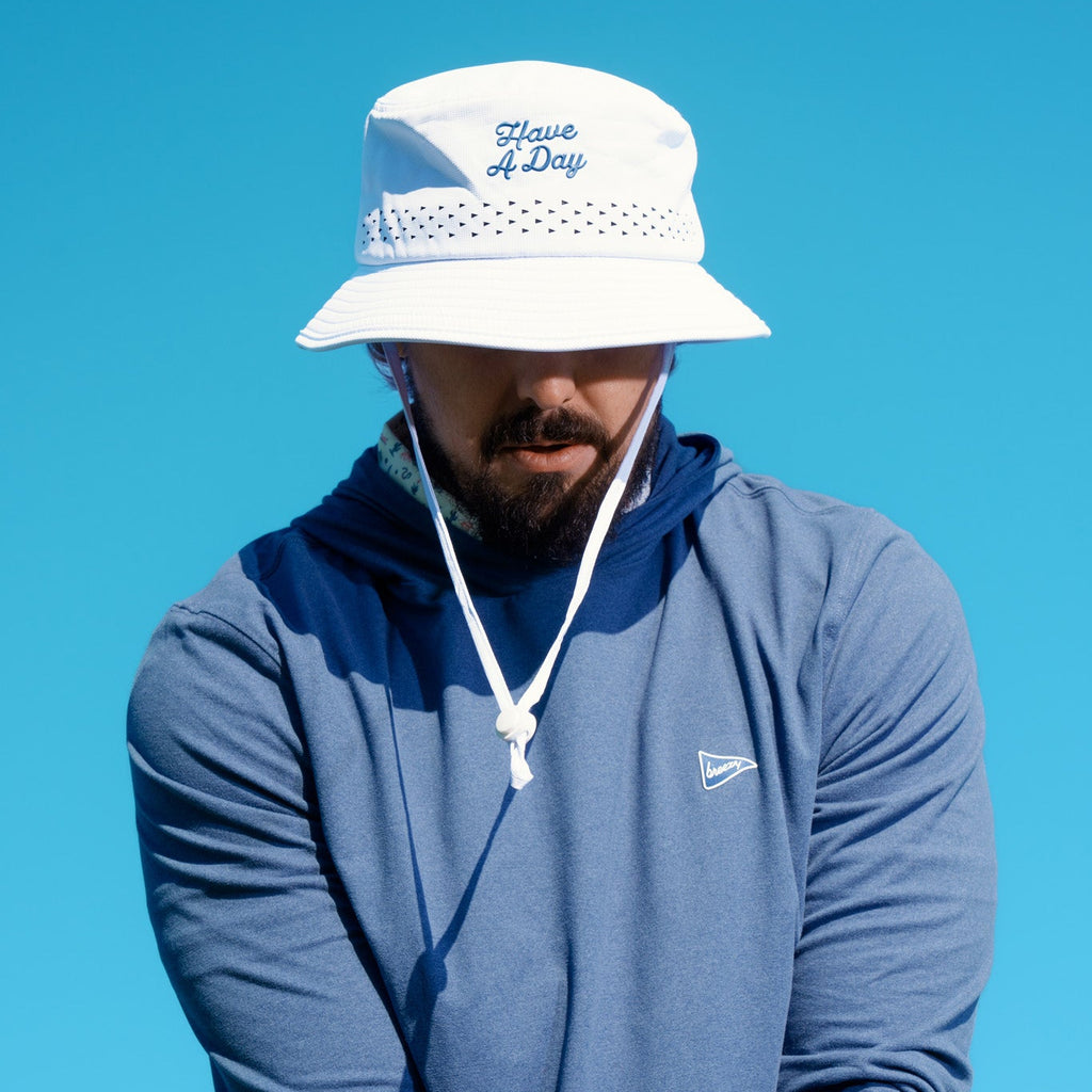 Have A Day White Perforated Bucket Hat | Gear & Accessories