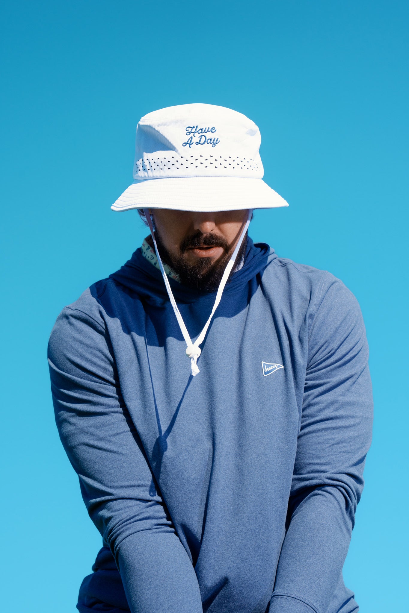 Have A Day White Perforated Bucket Hat | Breezy Golf | Performance Golf Apparel