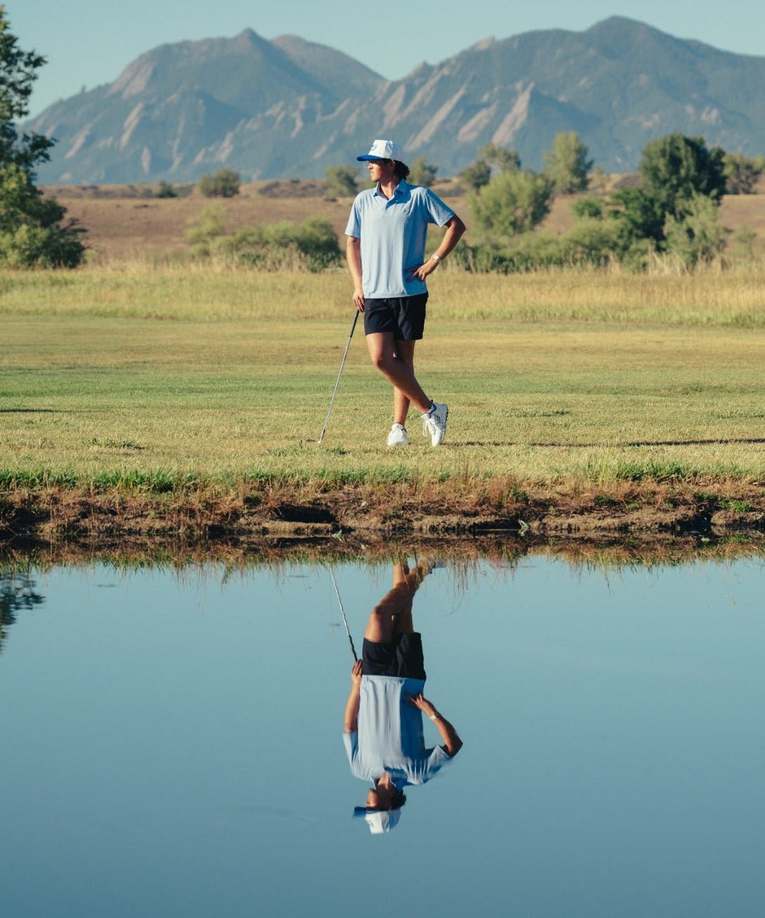 The Striped Polo True Blue - Breezy Golf