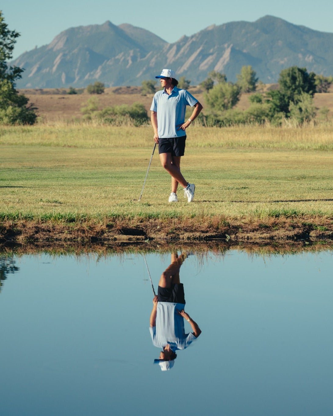 The Striped Polo True Blue - Breezy Golf