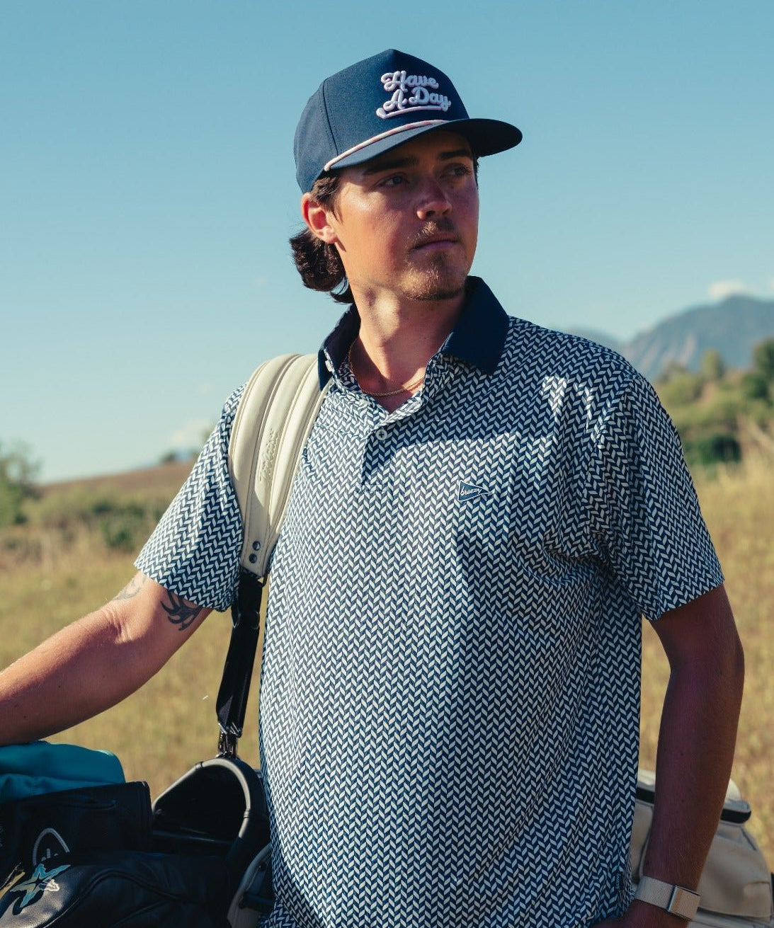 The Diamond Plated Polo Navy - Breezy Golf